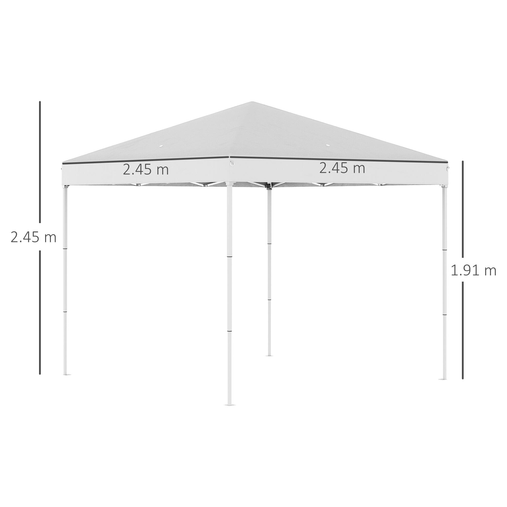Outsunny Gazebo Pieghevole 2.5 x 2.5m in Acciaio e Tessuto Oxford Bianco 3/7