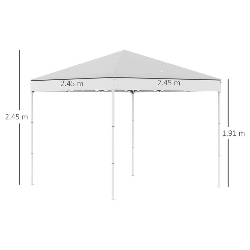 Outsunny Foișor Pliabil de 2.5 X 2.5 m din Oțel Și Material Oxford Alb