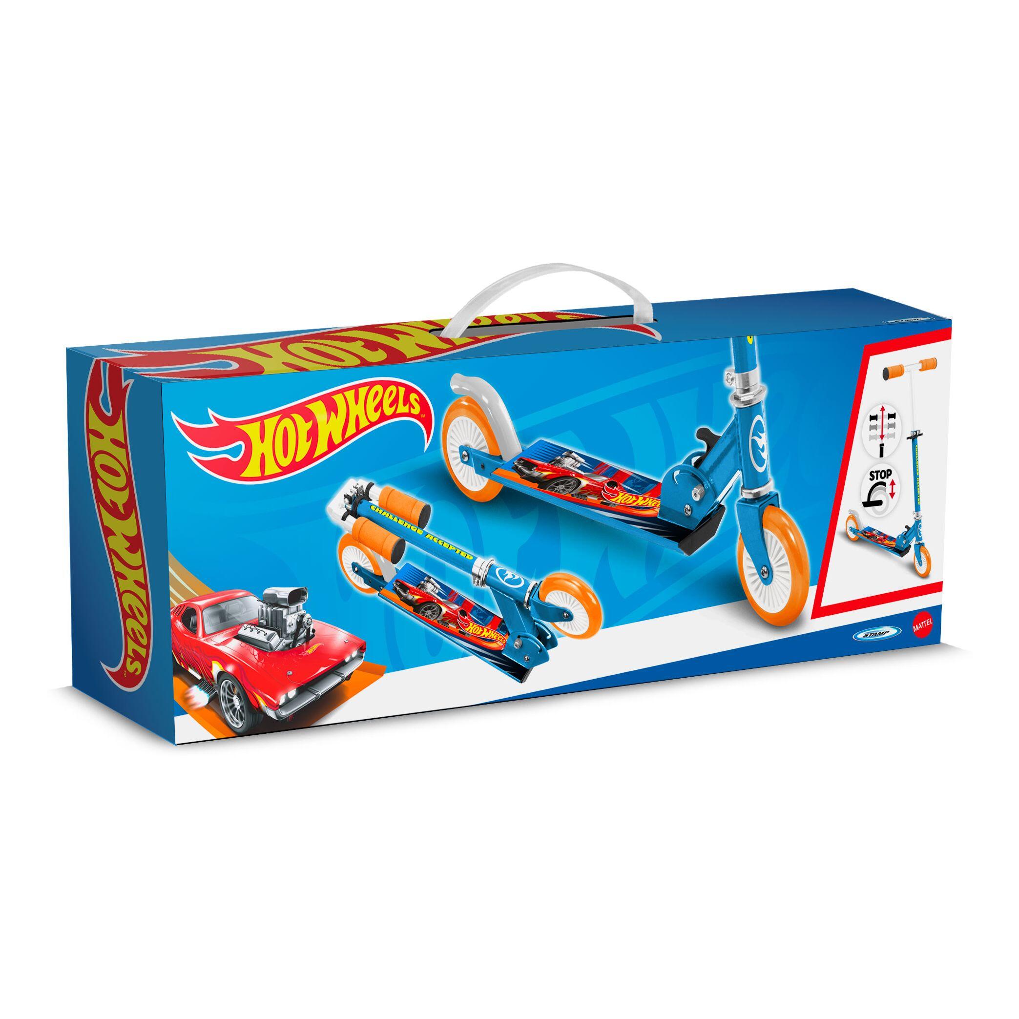 Trottinette 3 Roues Hot Wheels Pour Enfants 2-6 Ans - Guidon Réglable, Roues LED, Frein Arrière - Pliable Et Légère (1,9 Kg)