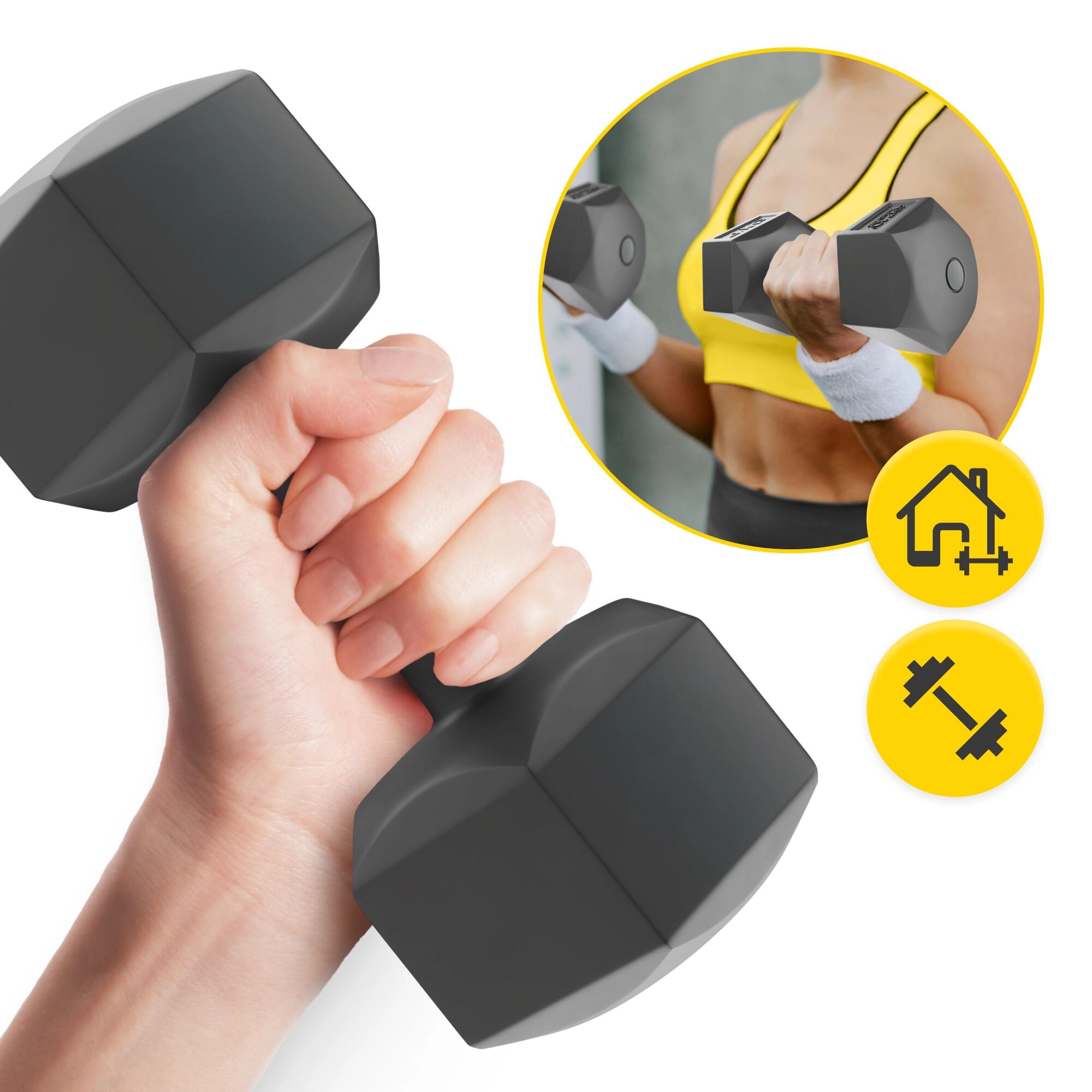 Manubri bitume coppia fitness palestra tonificazione antiscivolo 4FIZJO 3/7