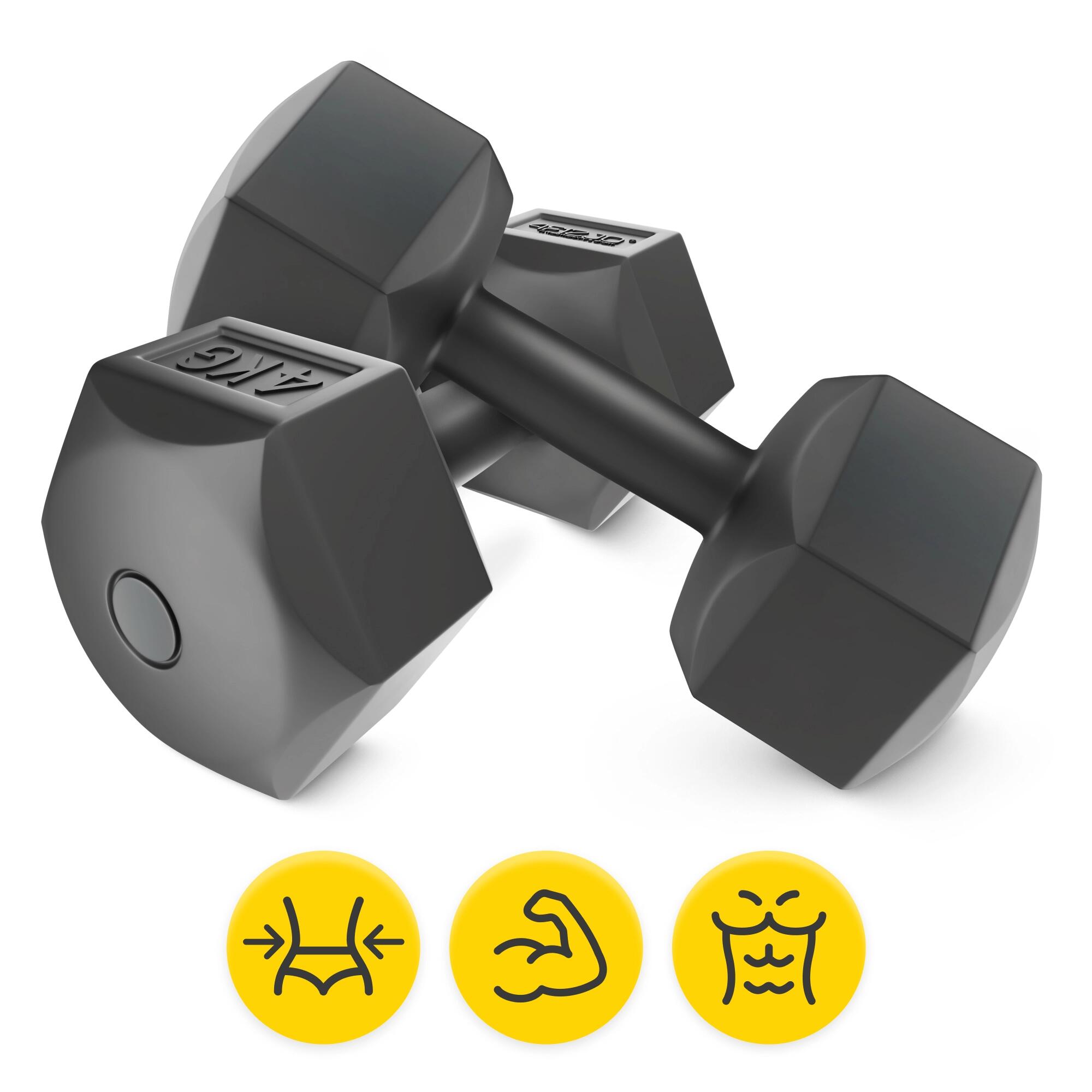 Manubri bitume coppia fitness palestra tonificazione antiscivolo 4FIZJO 7/7