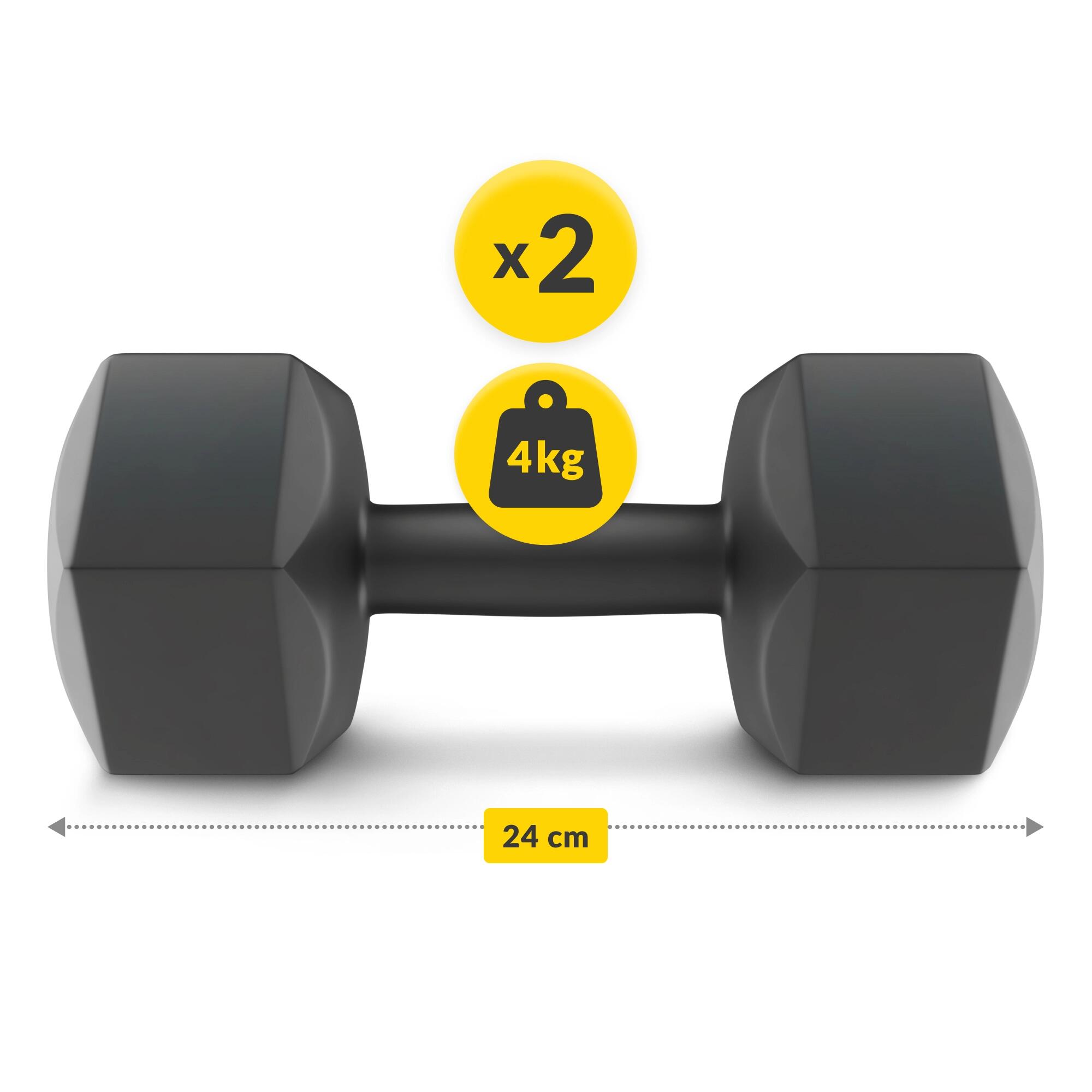 Manubri bitume coppia fitness palestra tonificazione antiscivolo 4FIZJO 4/7