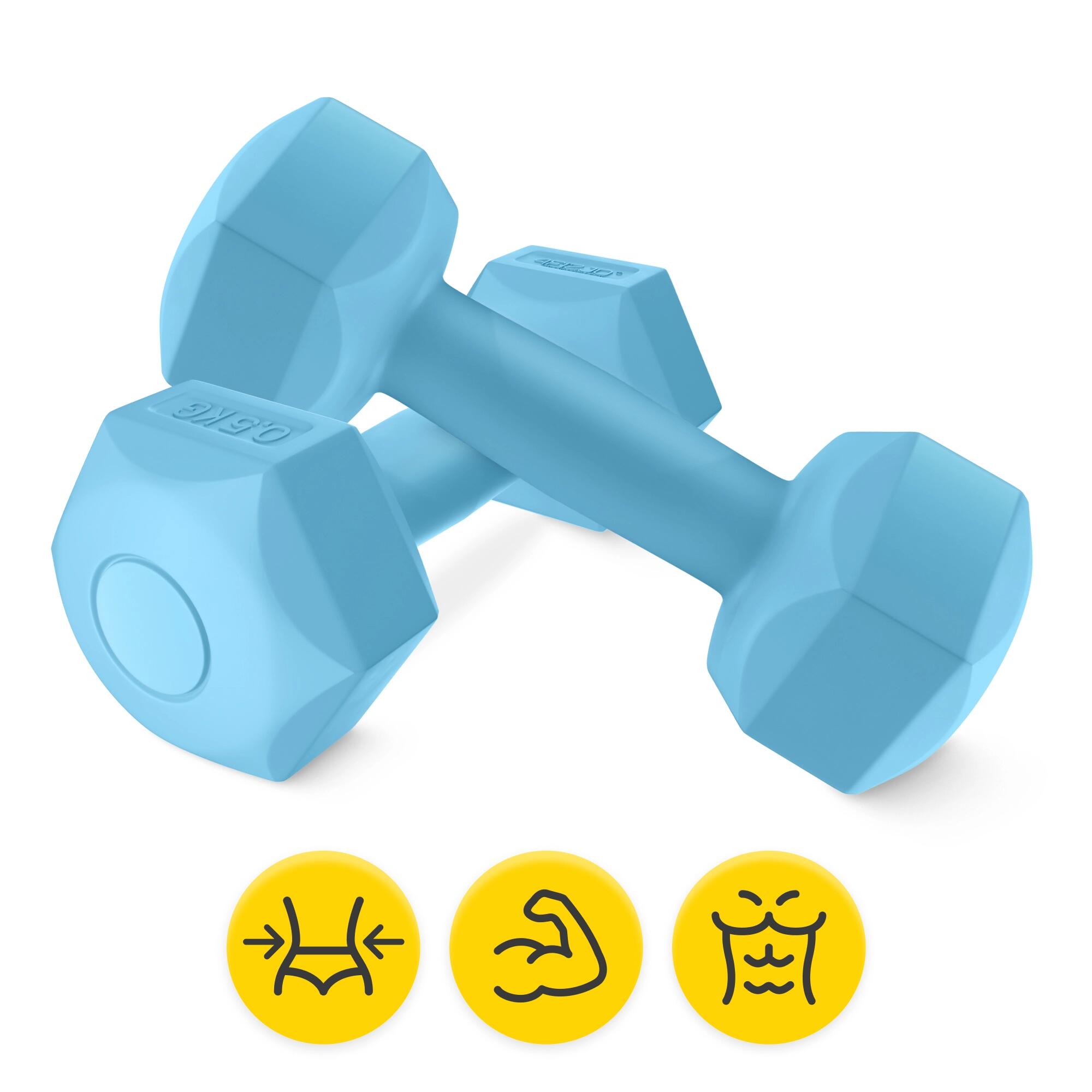 Manubri bitume coppia fitness palestra tonificazione antiscivolo 4FIZJO 7/7