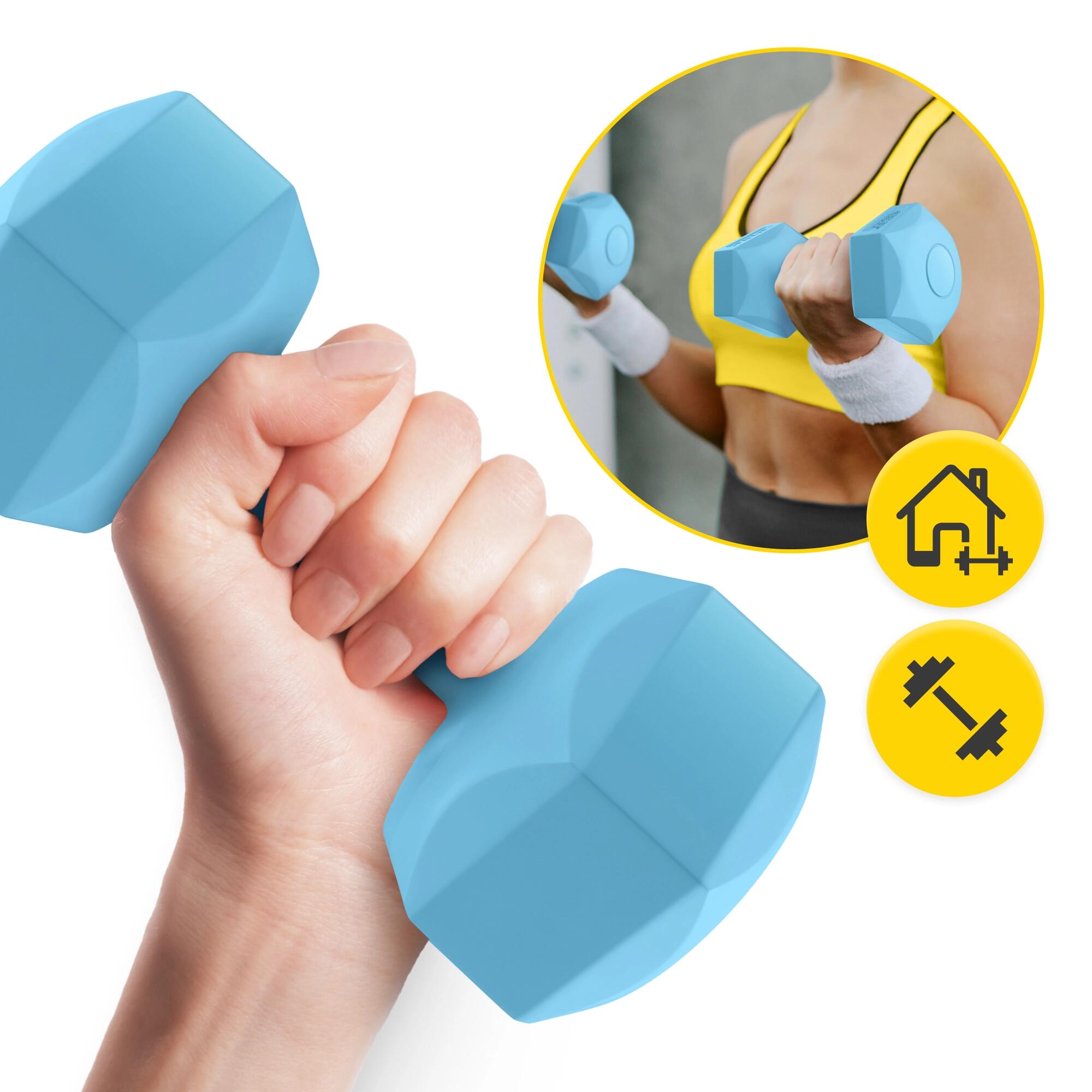Manubri bitume coppia fitness palestra tonificazione antiscivolo 4FIZJO 4/7