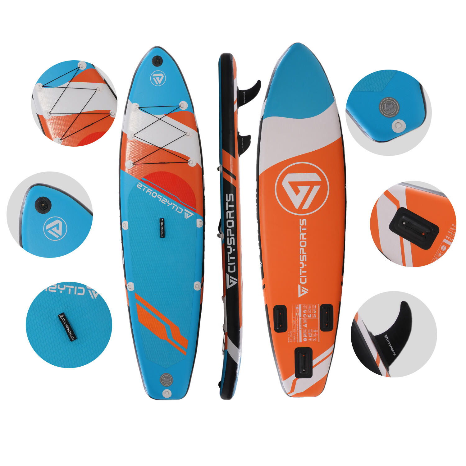 Tabla Paddle Surf CITYSPORTS Naranja Hinchable 320x80x15cm Accesorios 2/5