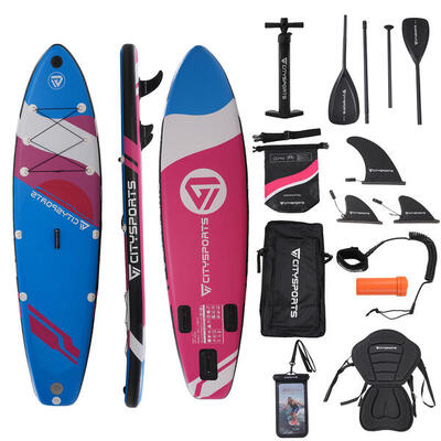 Stand-Up-Paddleboard. Aufblasbares Paddleboard-Set. Rosa