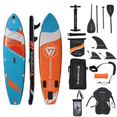 Stand-Up-Paddleboard. Aufblasbares Paddleboard-Set. Orange