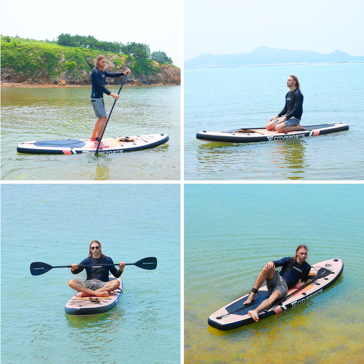 Tavola da stand up paddle. Set di paddleboard gonfiabili. Colore del legno 6/7