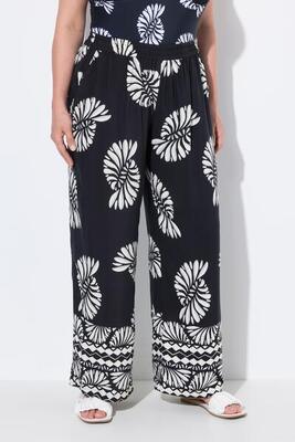 Dames wijde broek met print wijde pijpen elastische tailleband