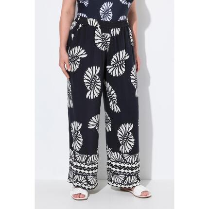 Damskie Spodnie palazzo nadruk szeroka nogawka elastyczny pas