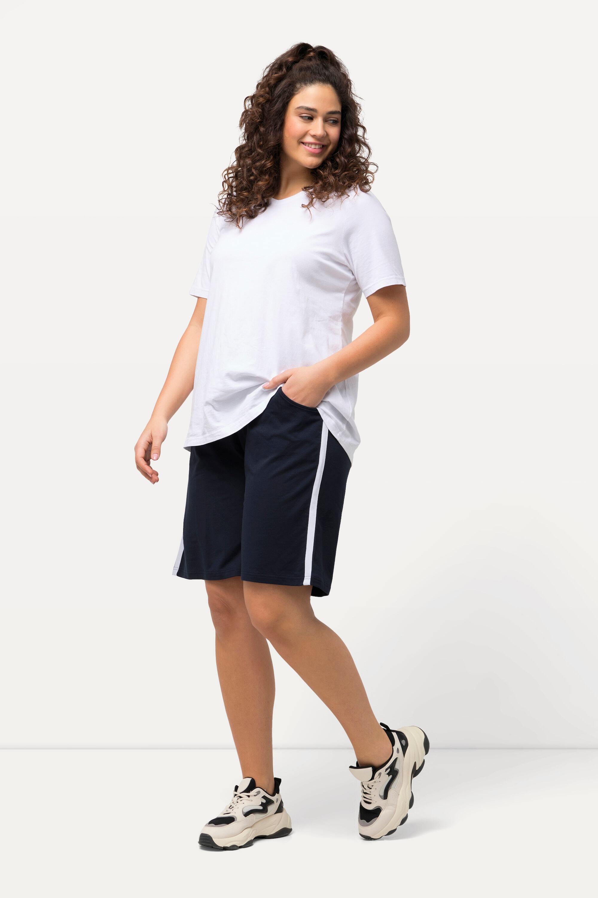 Femme Short en jersey à taille élastique. Jambe large et cordon 4/5