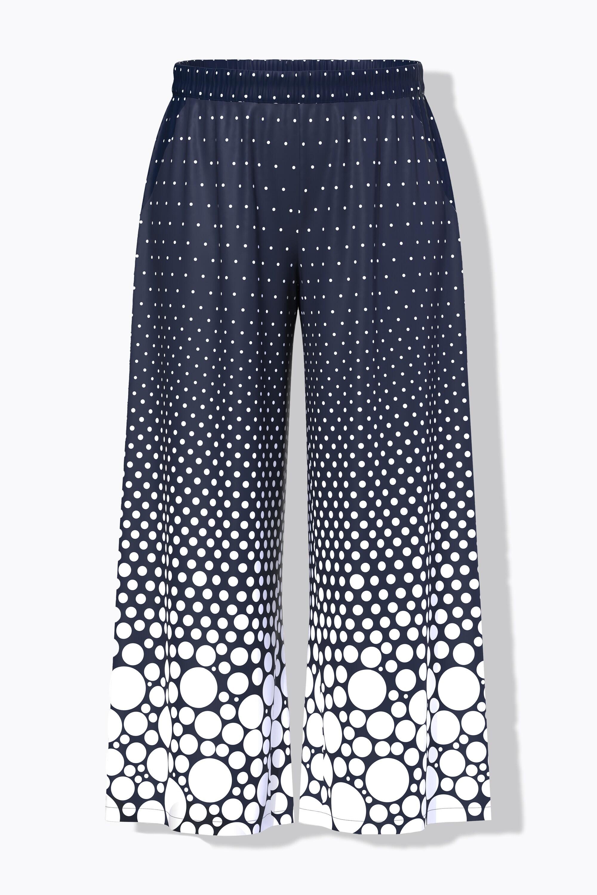 Femme Pantalon palazzo à pois. Jambe large et droite. Taille élastique 7/7