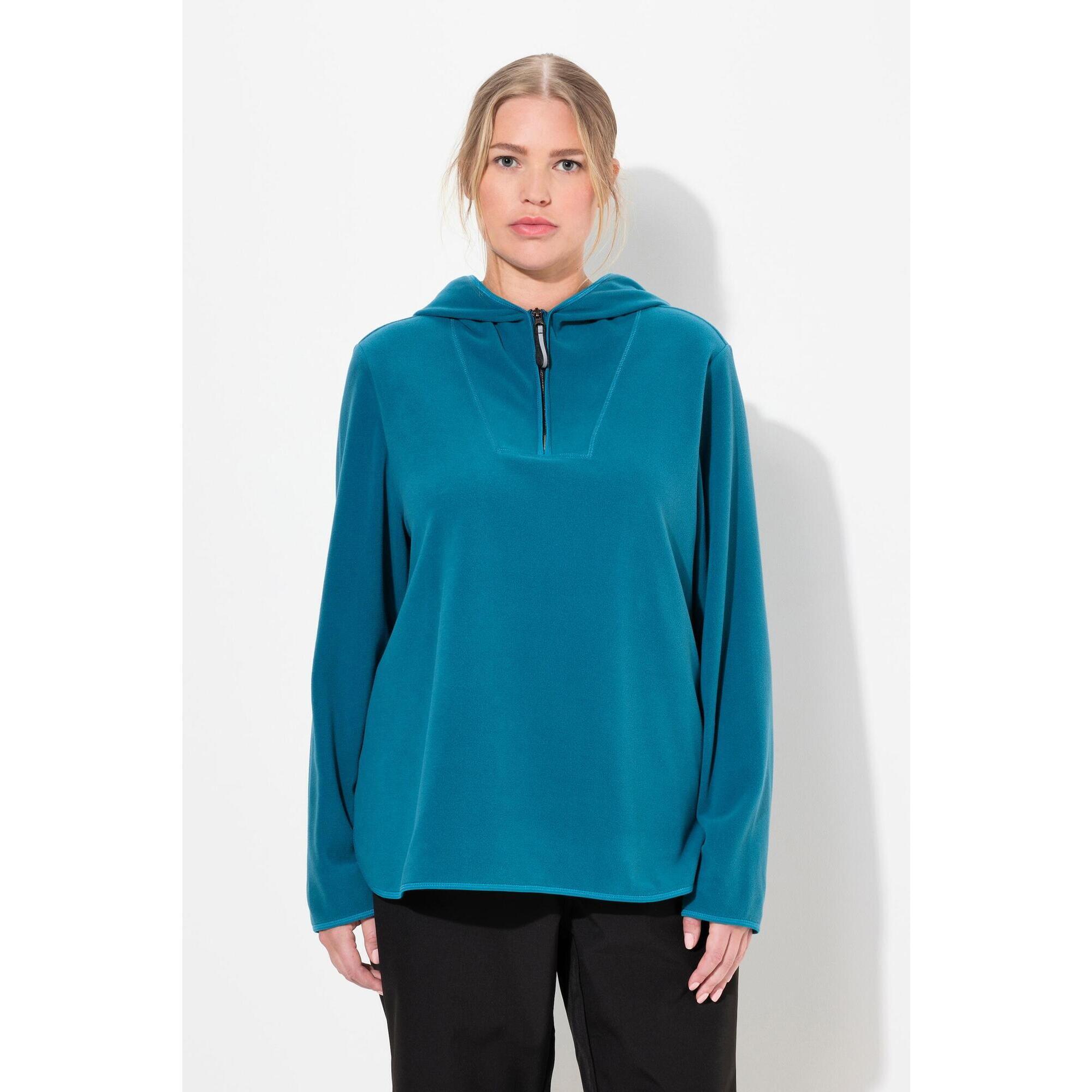 Ulla Popken - Femme Pull Camionneur En Polaire Coupe Courte Et Oversize Matière Recyclée - Sweat-shirt - Bleu|vert - Decathlon