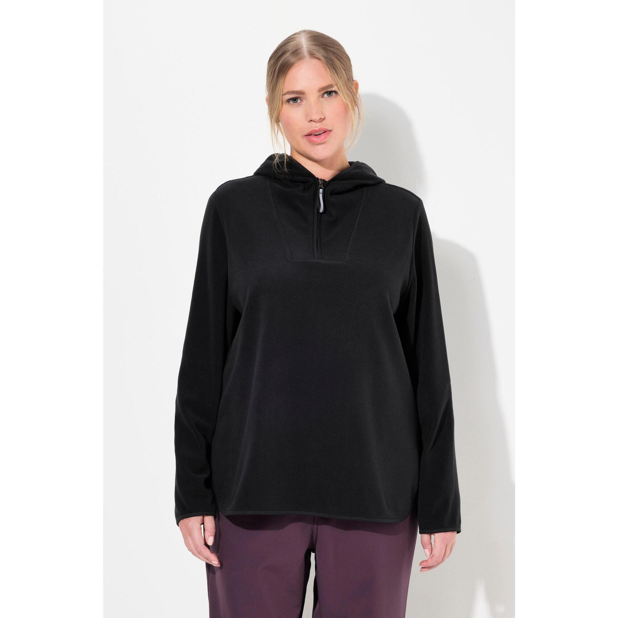 Ulla Popken - Femme Pull Camionneur En Polaire Coupe Courte Et Oversize Matière Recyclée - Sweat-shirt - Noir - Decathlon