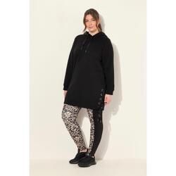 Femme Long sweat à capuche manches longues et bandes en satin