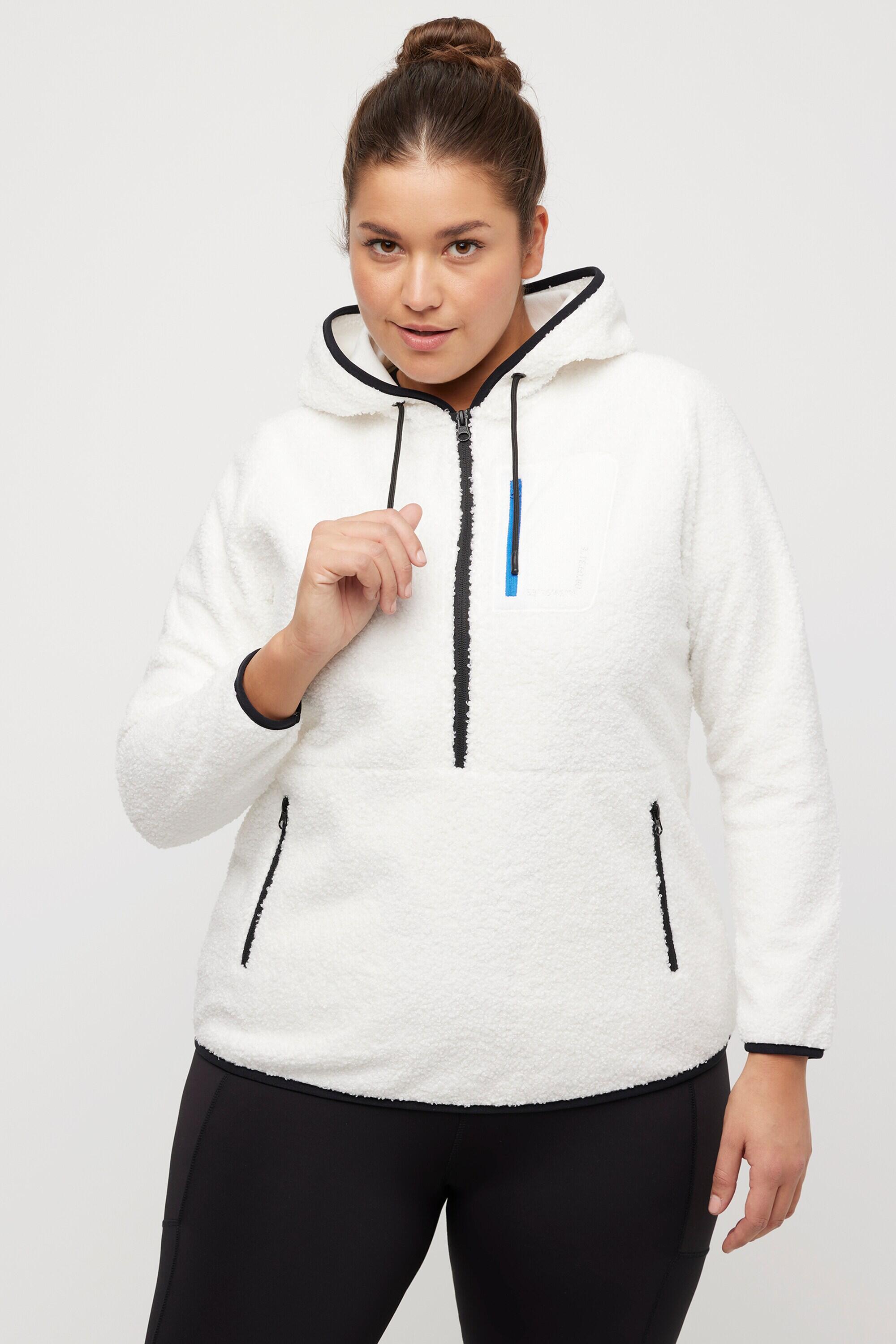 ULLA POPKEN Women's Fleece Hoodie with Zip Hood, Coordinates Print, Plus Size