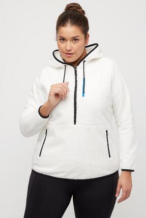 Damen Fleece-Hoodie Koordinaten-Druck Zipptaschen Langarm