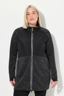 Damen Long-Strickfleecejacke 2-Wege-Zipper Daumenloch