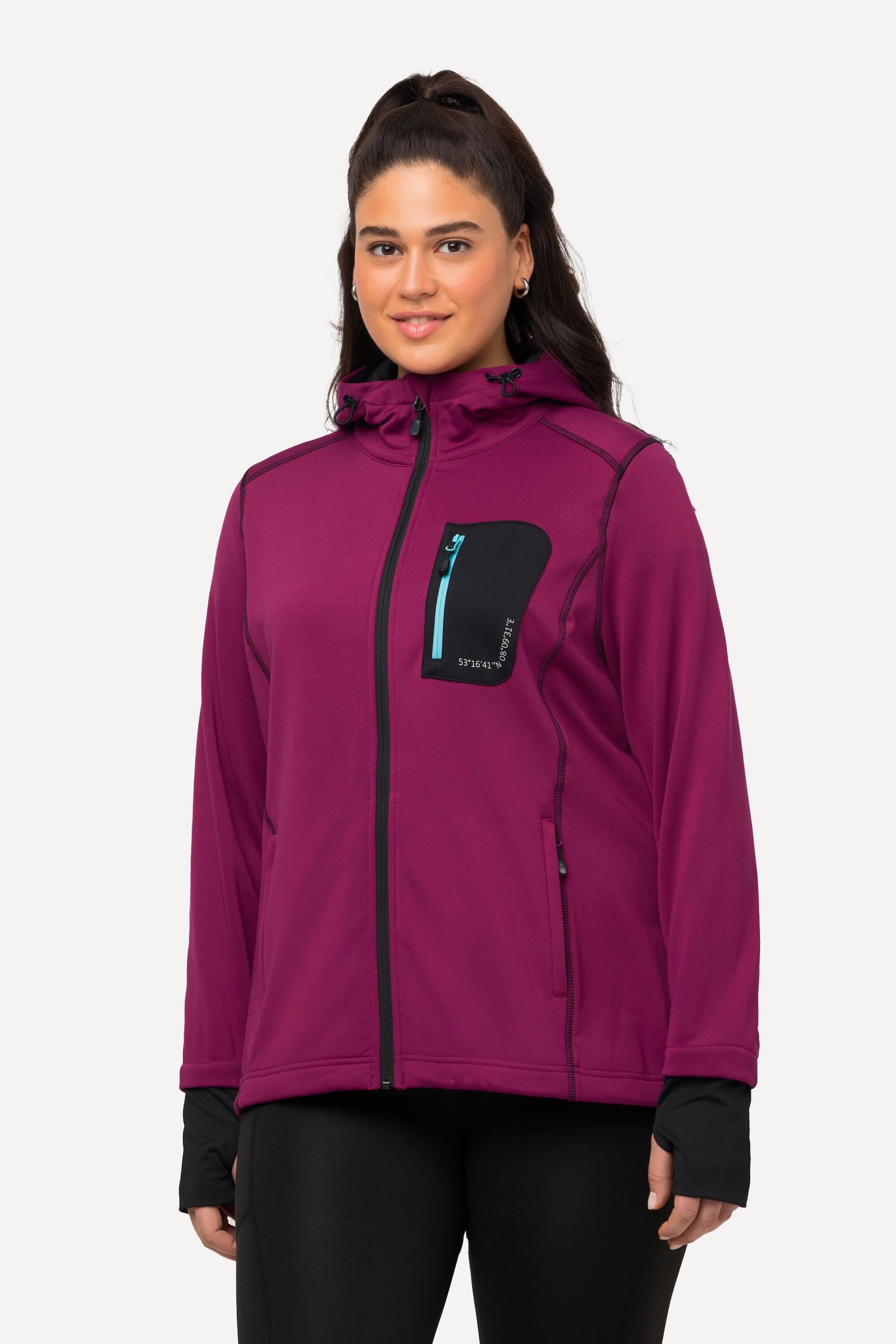 ULLA POPKEN Giacca in pile HYPRAR donna taglie comode, cappuccio, stampa riflettente