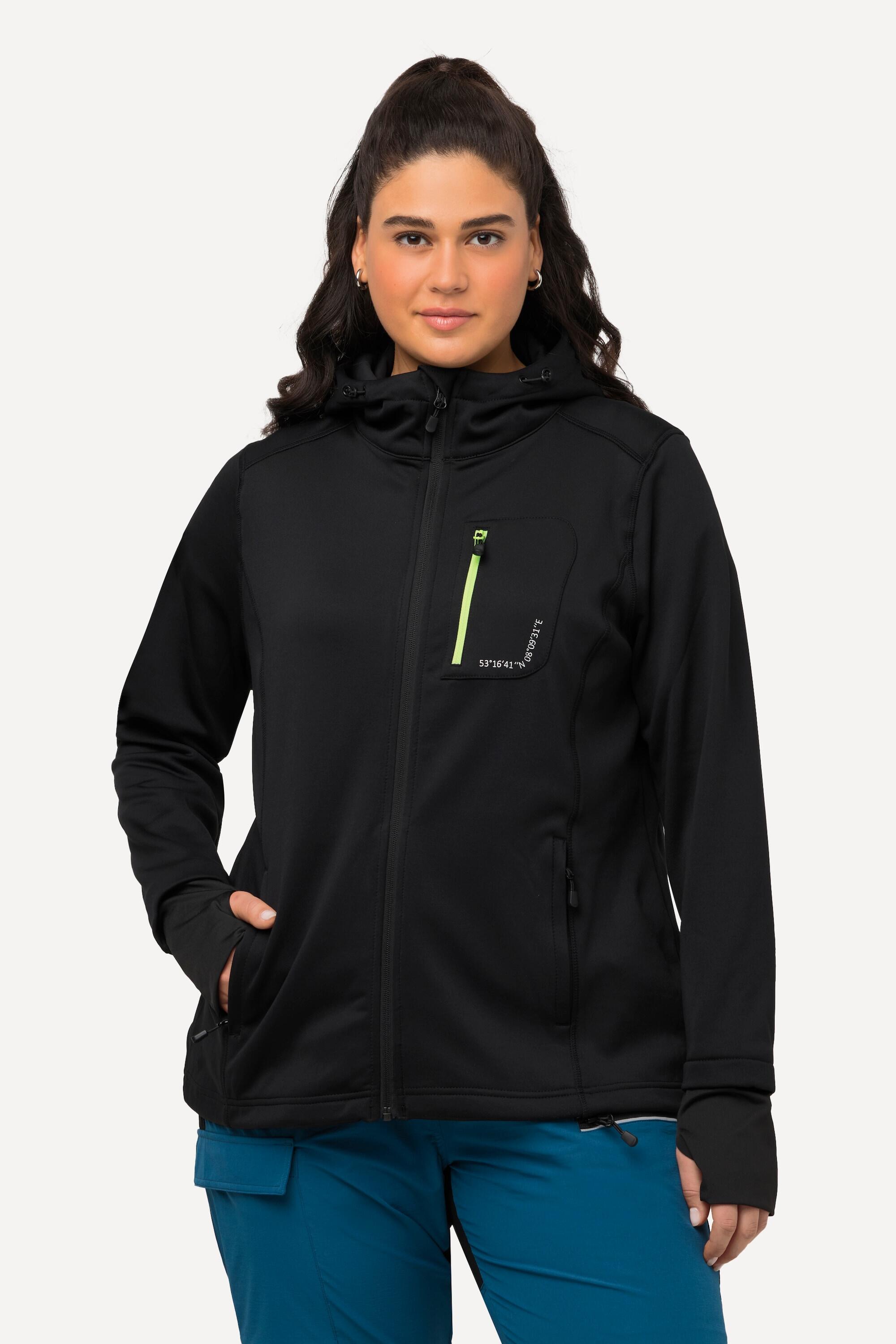 ULLA POPKEN Giacca in pile HYPRAR donna taglie comode, con cappuccio, stampa riflettente