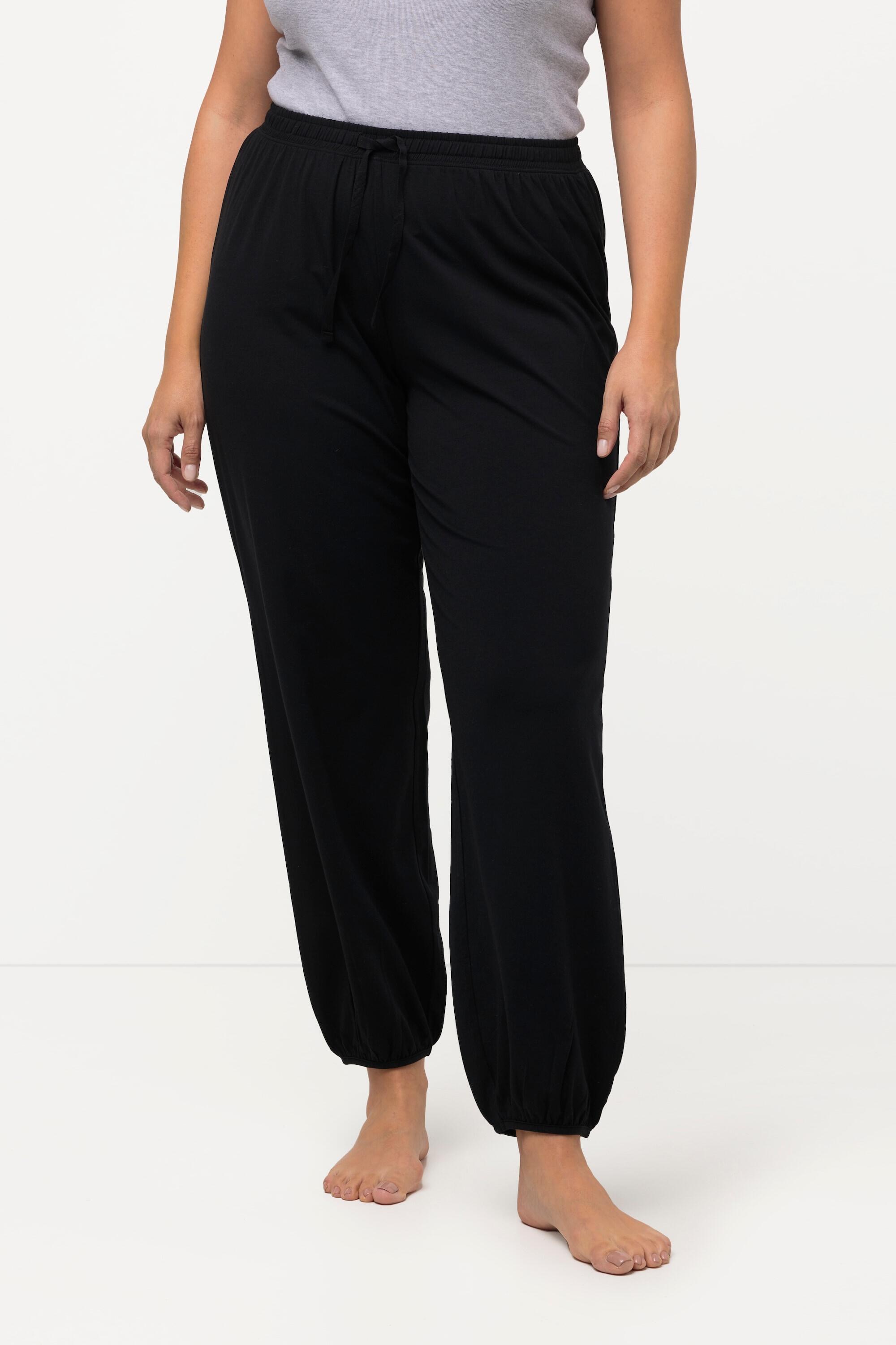 ULLA POPKEN Women's Modal-Cotton Pyjama Trousers Straight Fit Elastic Waist Black