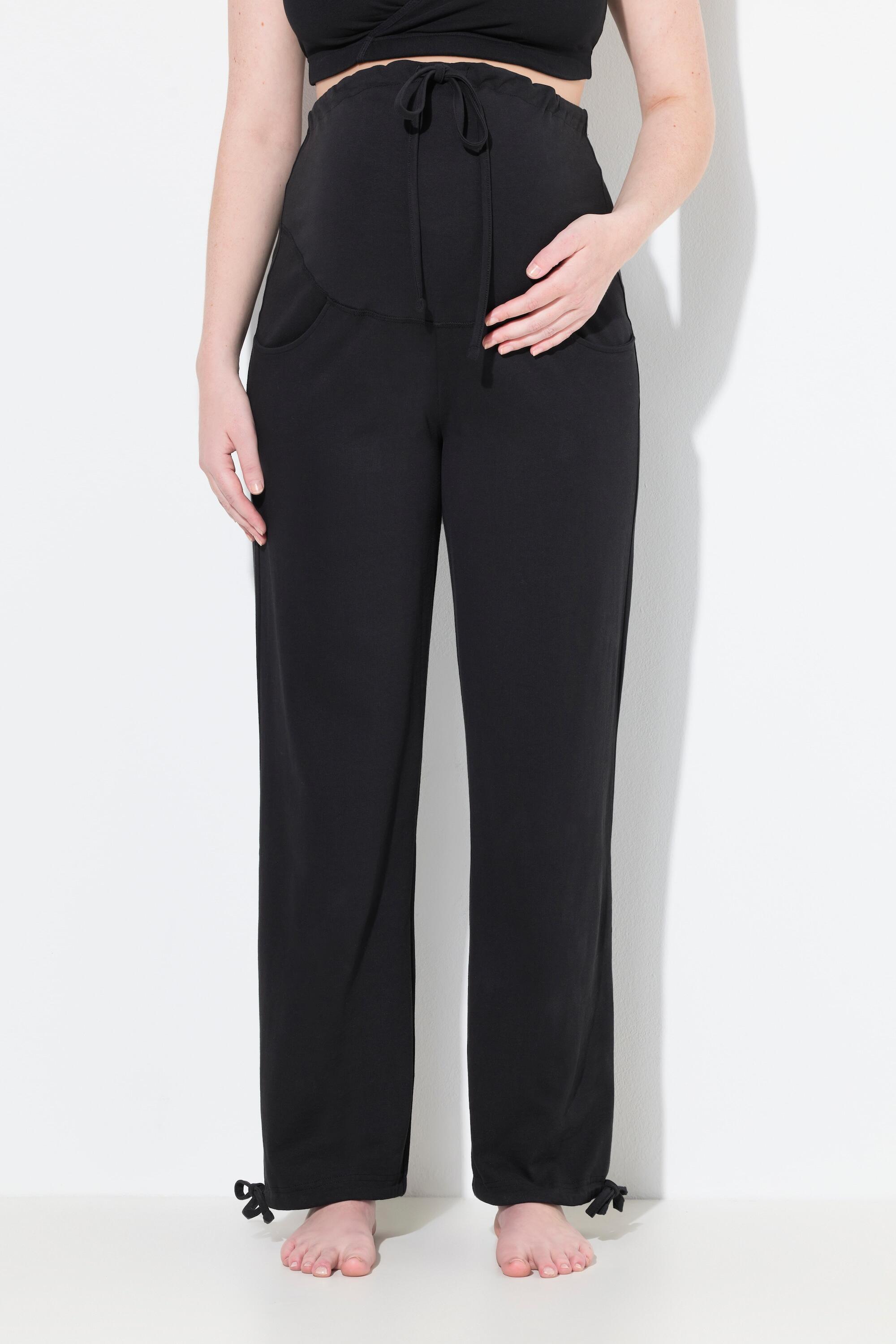 ULLA POPKEN Bellieva Women's Pants 100% Cotton Black, Extra-Wide Waistband, Straight Leg