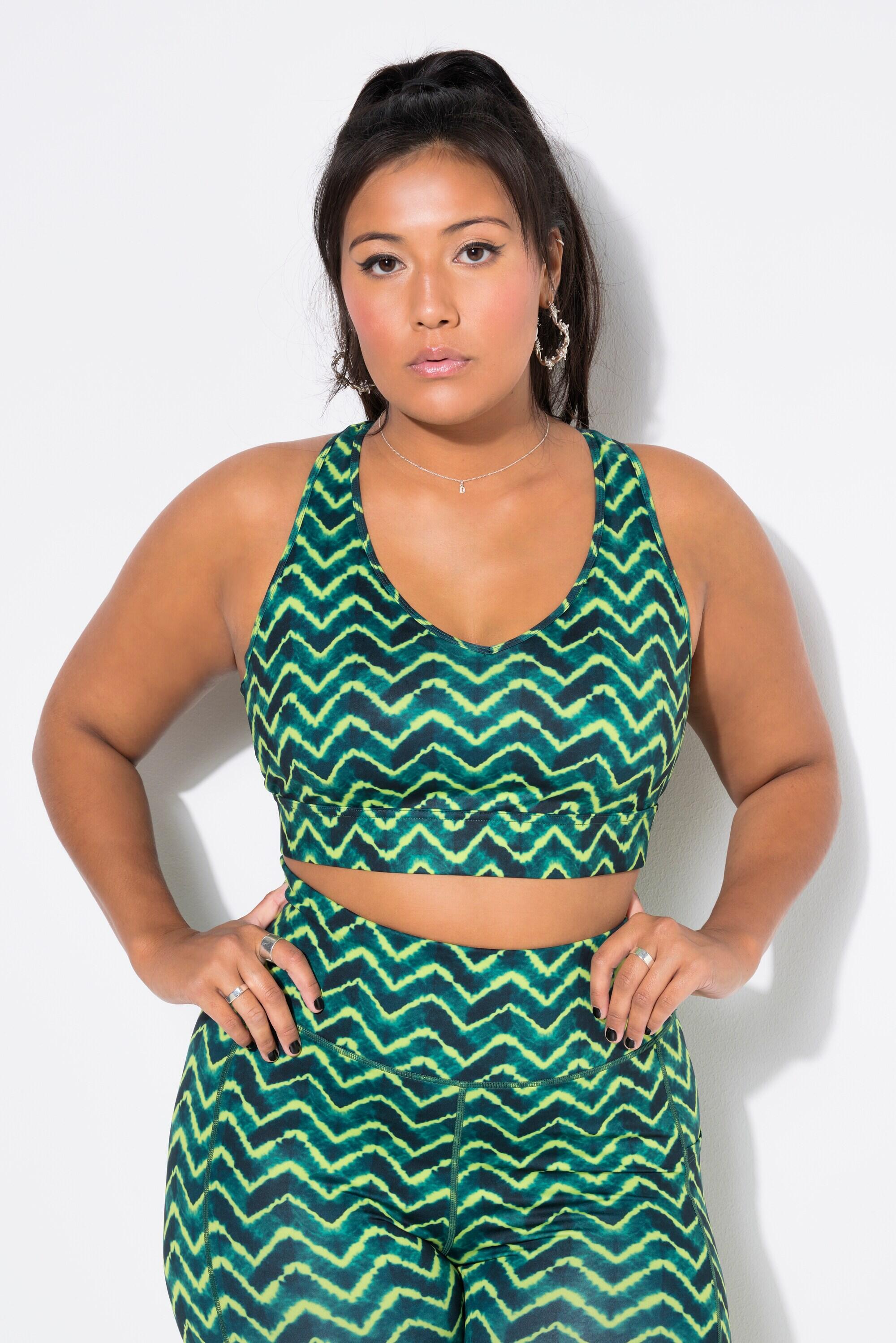 ULLA POPKEN Damen Sportbustier Softcups Alloverdruck Meshfutter