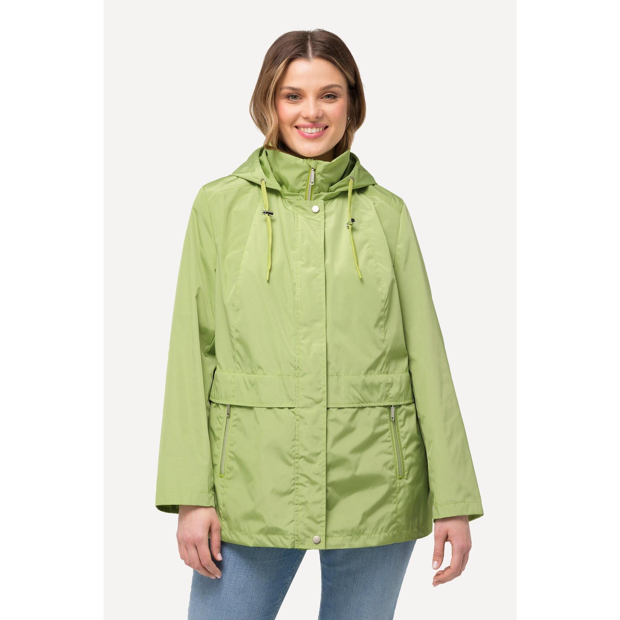 Ulla Popken - Femme Veste Hyprar À Capuche Coupe-vent Et Déperlante - Veste - Jaune|vert - Decathlon