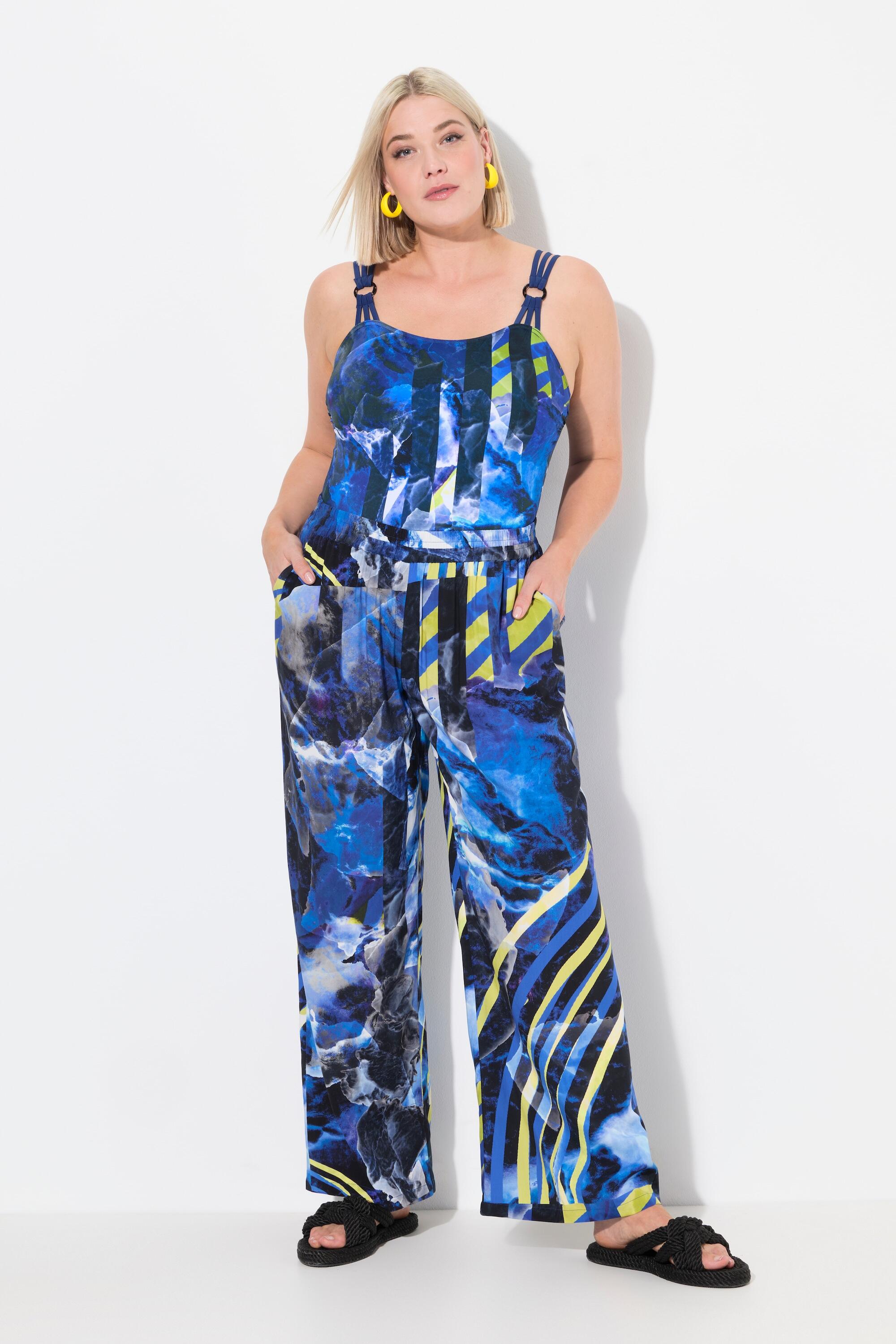 Femme Pantalon palazzo jambe large et droite ceinture élastique 5/7