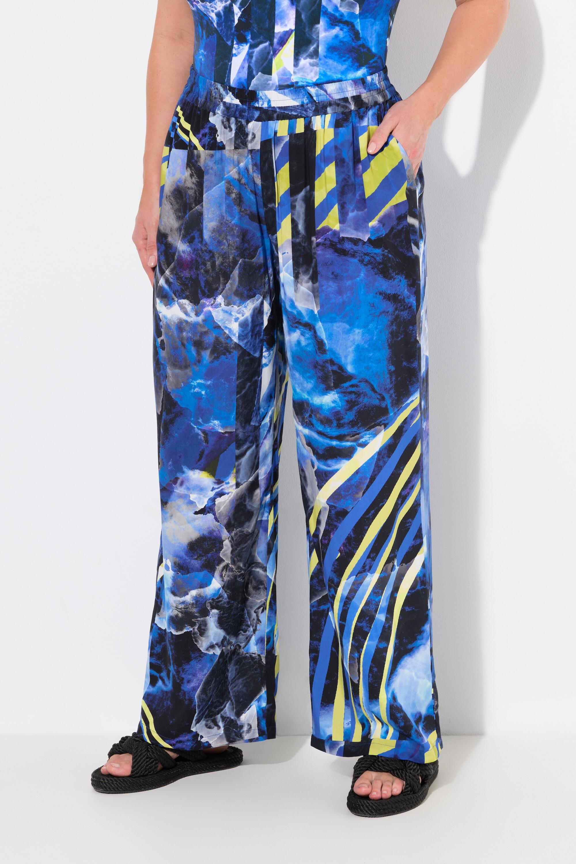 ULLA POPKEN Pantalone palazzo donna viscosa blu con cintura