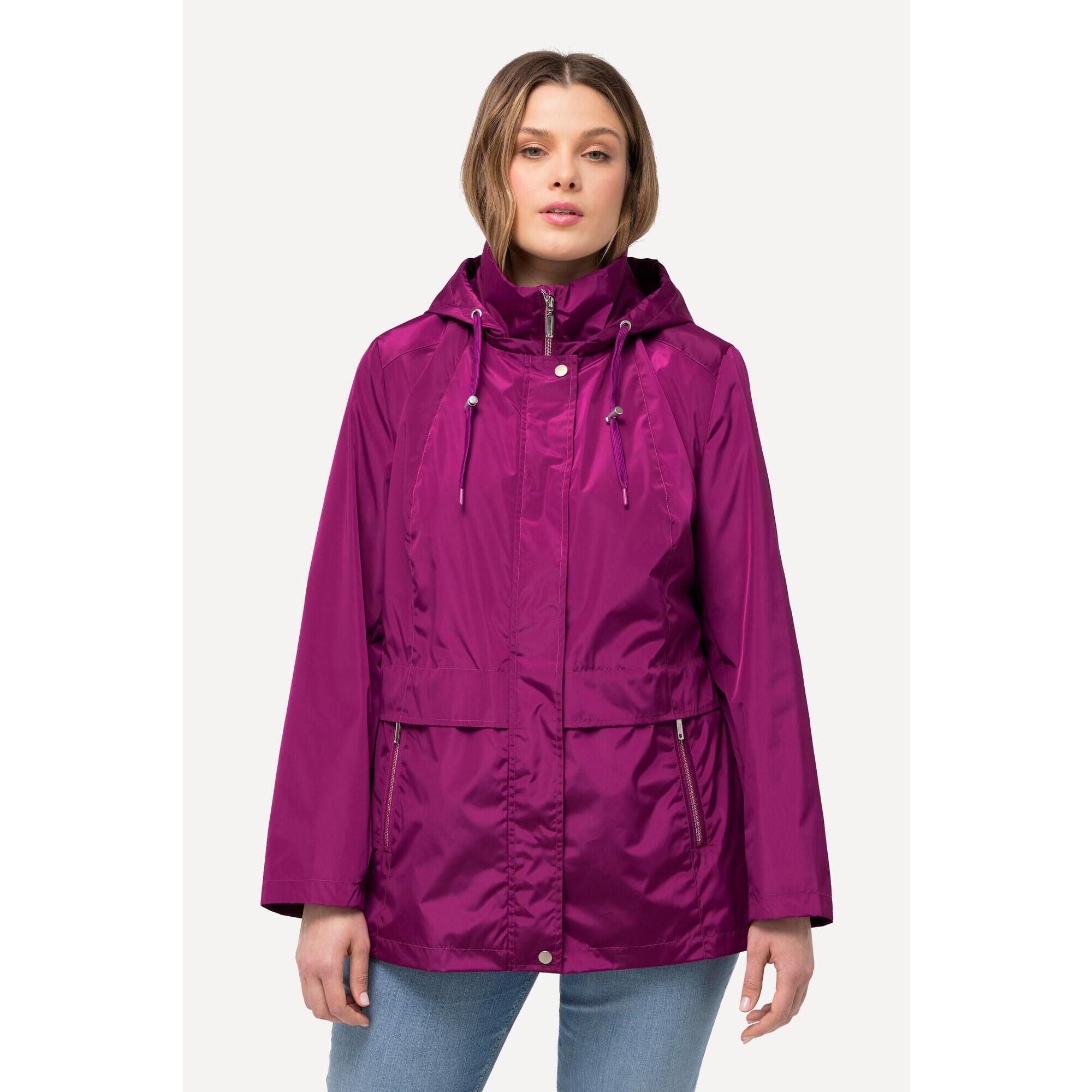 Ulla Popken - Femme Veste Hyprar À Capuche Coupe-vent Et Déperlante - Veste - Rose|violet - Decathlon