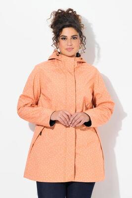 Dames lange softshell-jas waterdicht regendruppel-motief capuchon