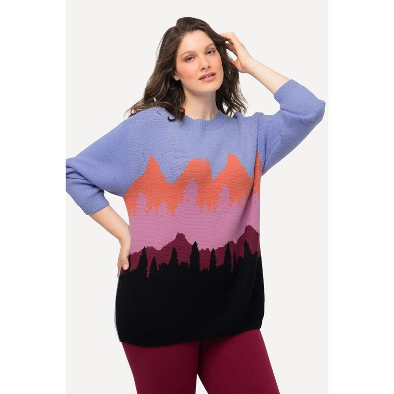 Femme Pull à col rond et manches longues motif montagne ULLA