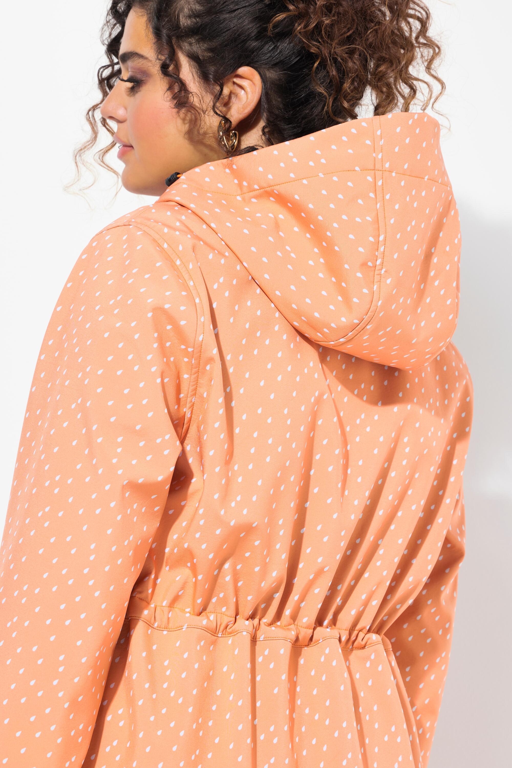 Dames Lange softshell-jas waterdicht regendruppel-motief capuchon 4/7