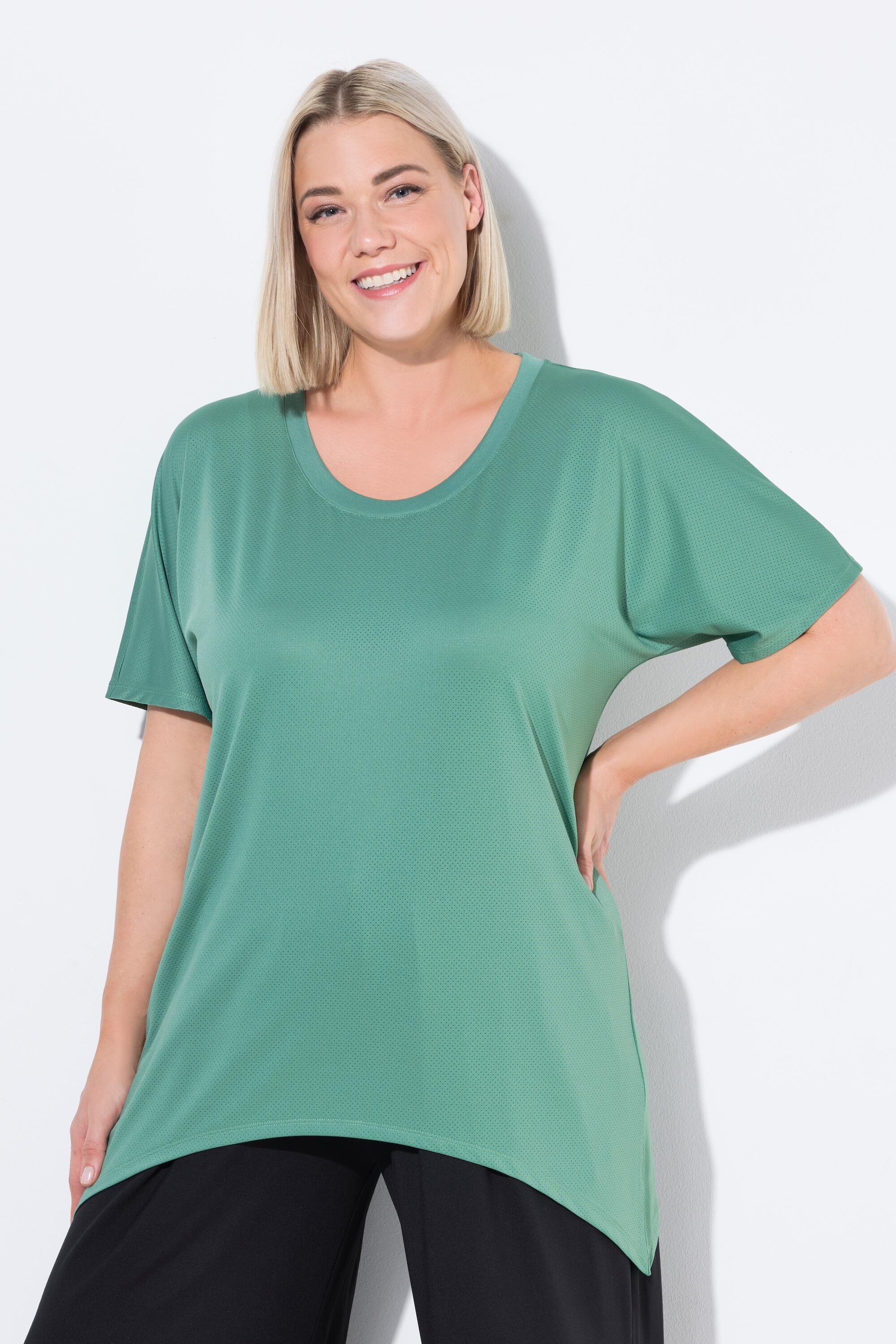 ULLA POPKEN T-shirt tecnico donna taglie comode collo rotondo maniche a pipistrello