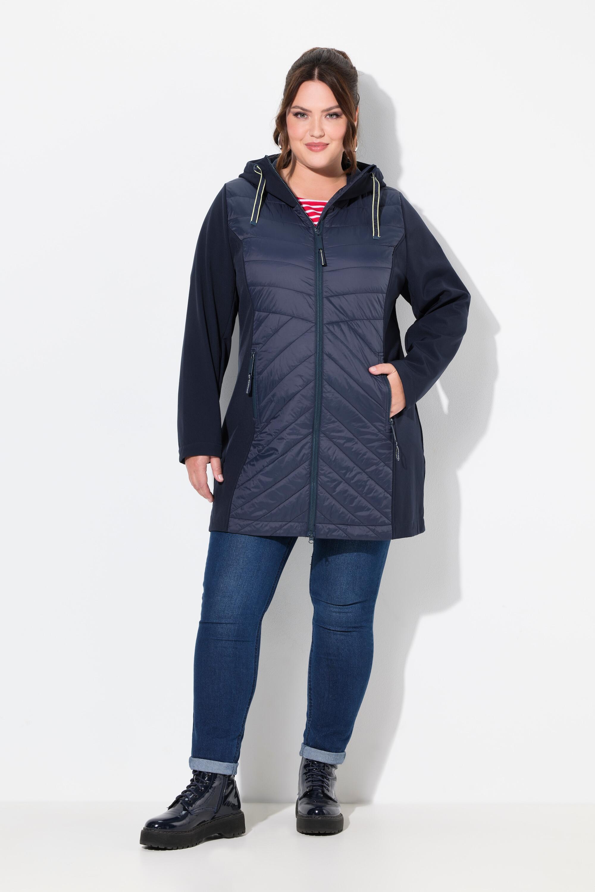 ULLA POPKEN HYPRAR Women's Water-Repellent Softshell Jacket with Padded Hood Blue