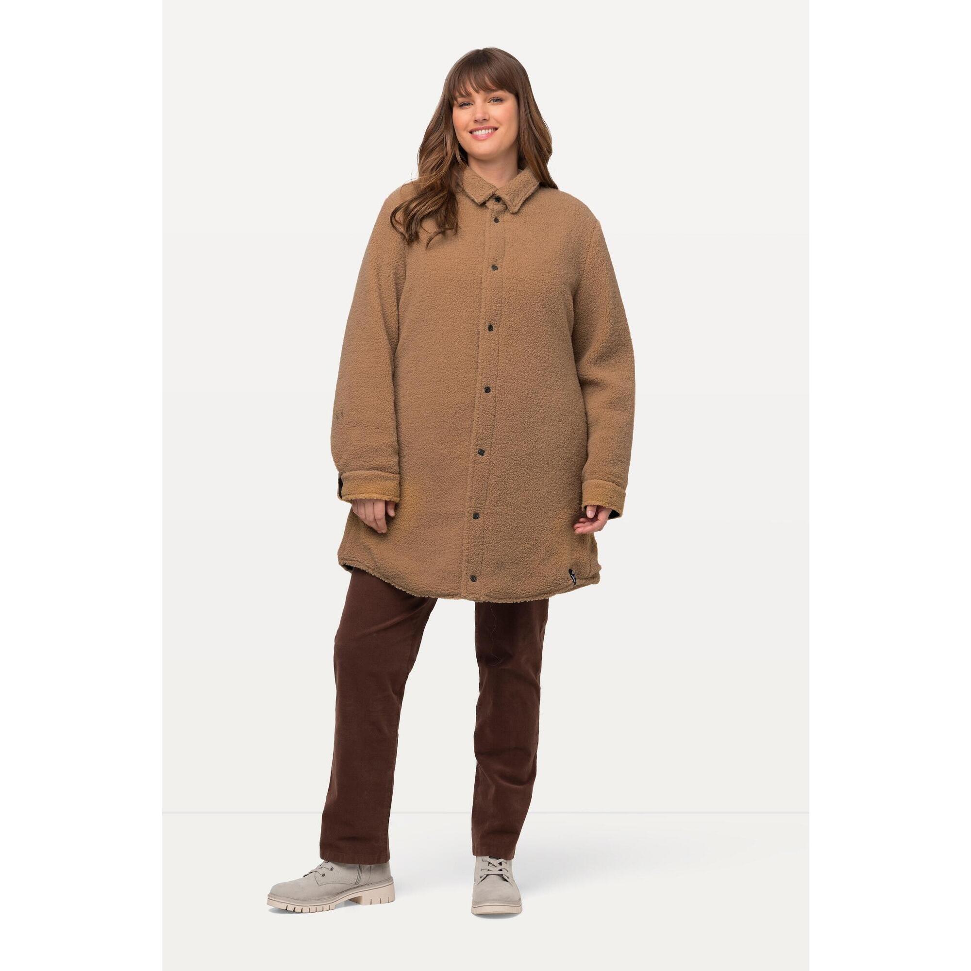 Ulla Popken - Femme Veste Réversible Matelassage/peluche Col Chemise Et Boutons-pression - Veste - Noir - Decathlon