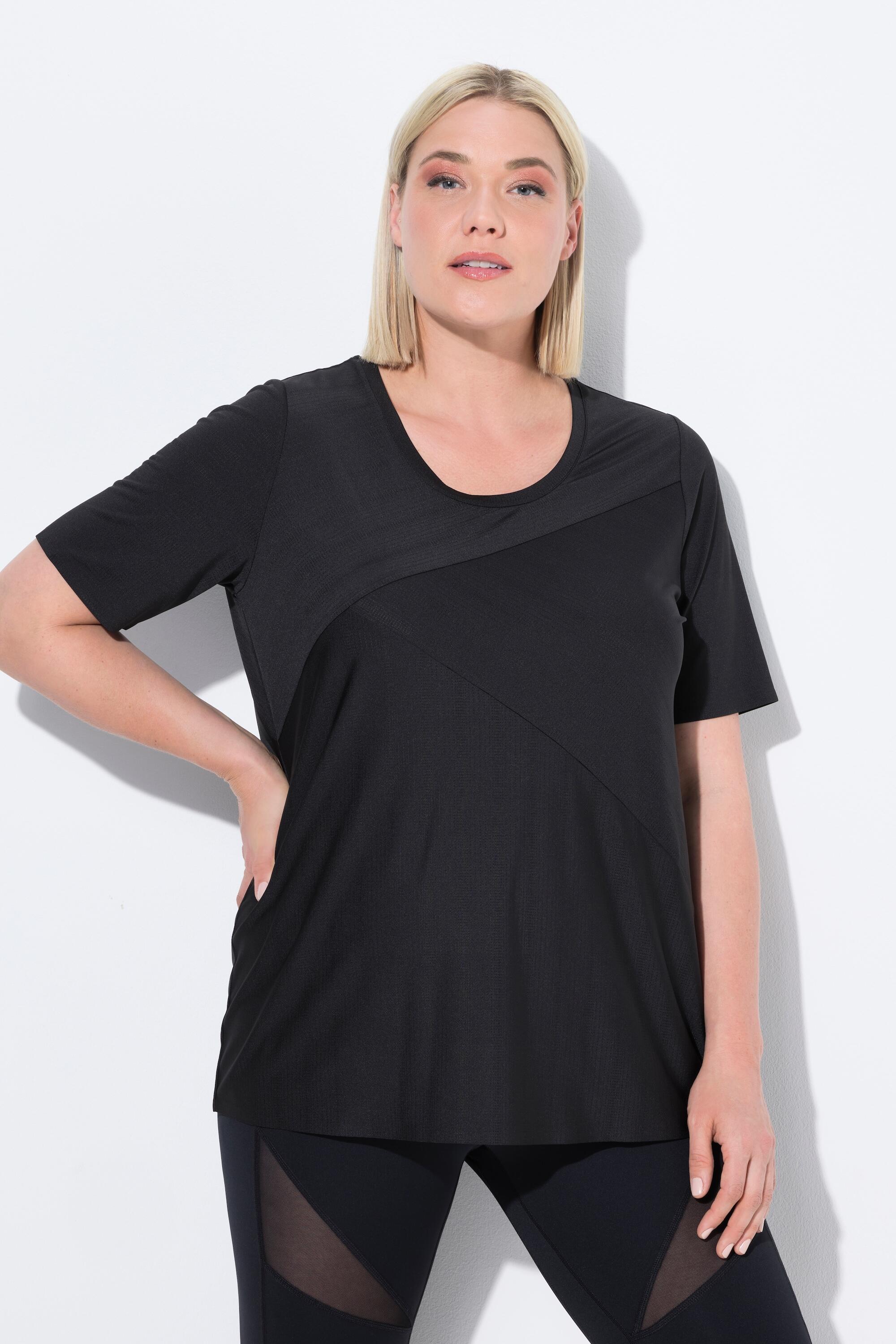 ULLA POPKEN T-shirt tecnico donna collo tondo, manica lunga, nero