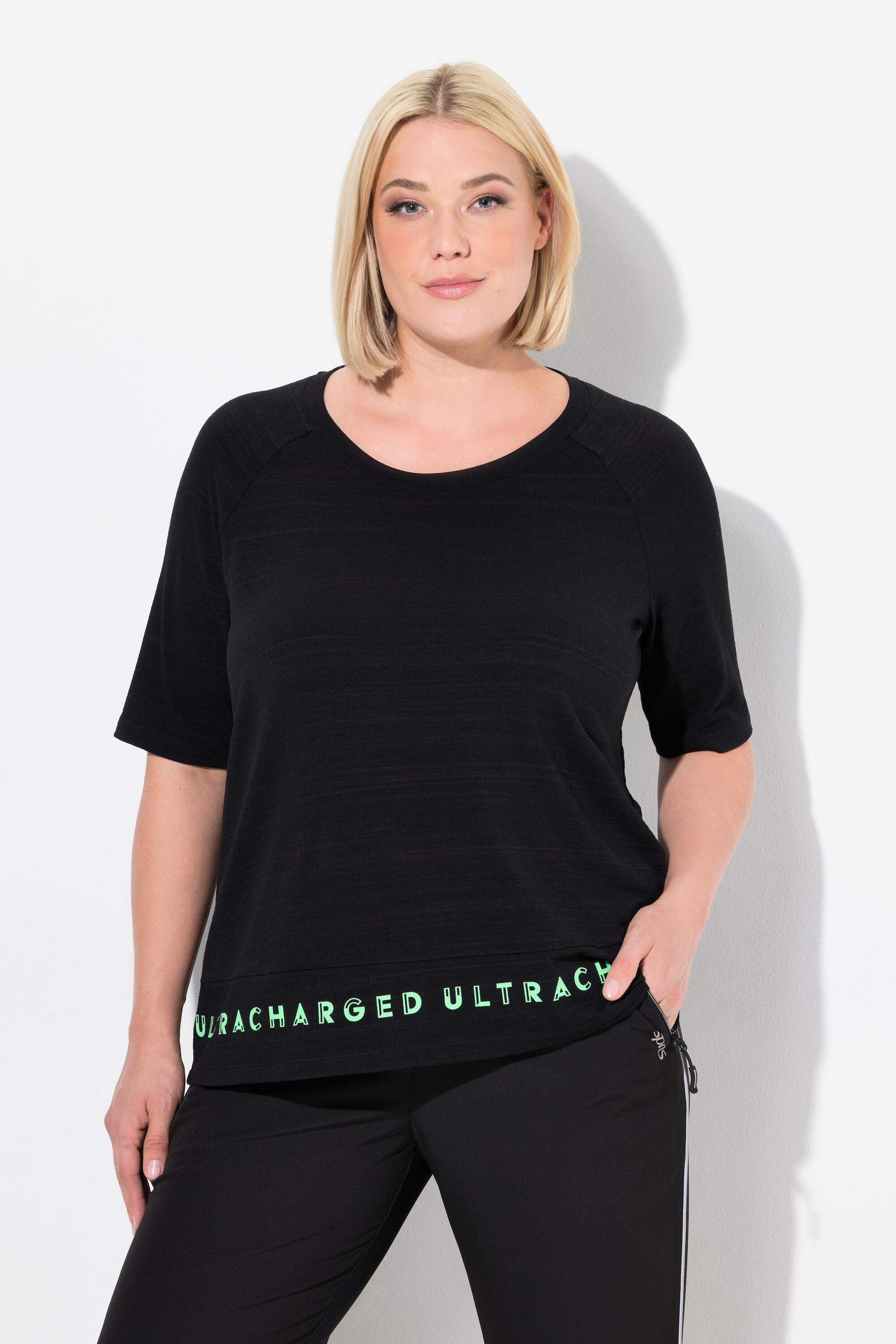 ULLA POPKEN T-shirt donna Classic girocollo con lettering nero 66% poliestere 28% viscosa