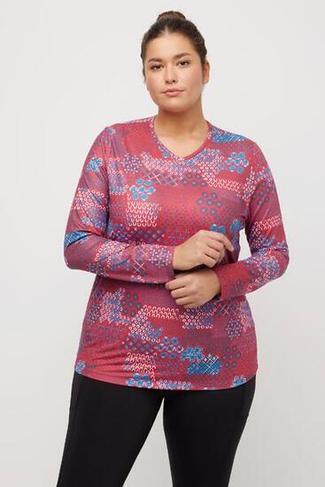 Damen Skishirt bedruckt V-Ausschnitt Langarm Loop