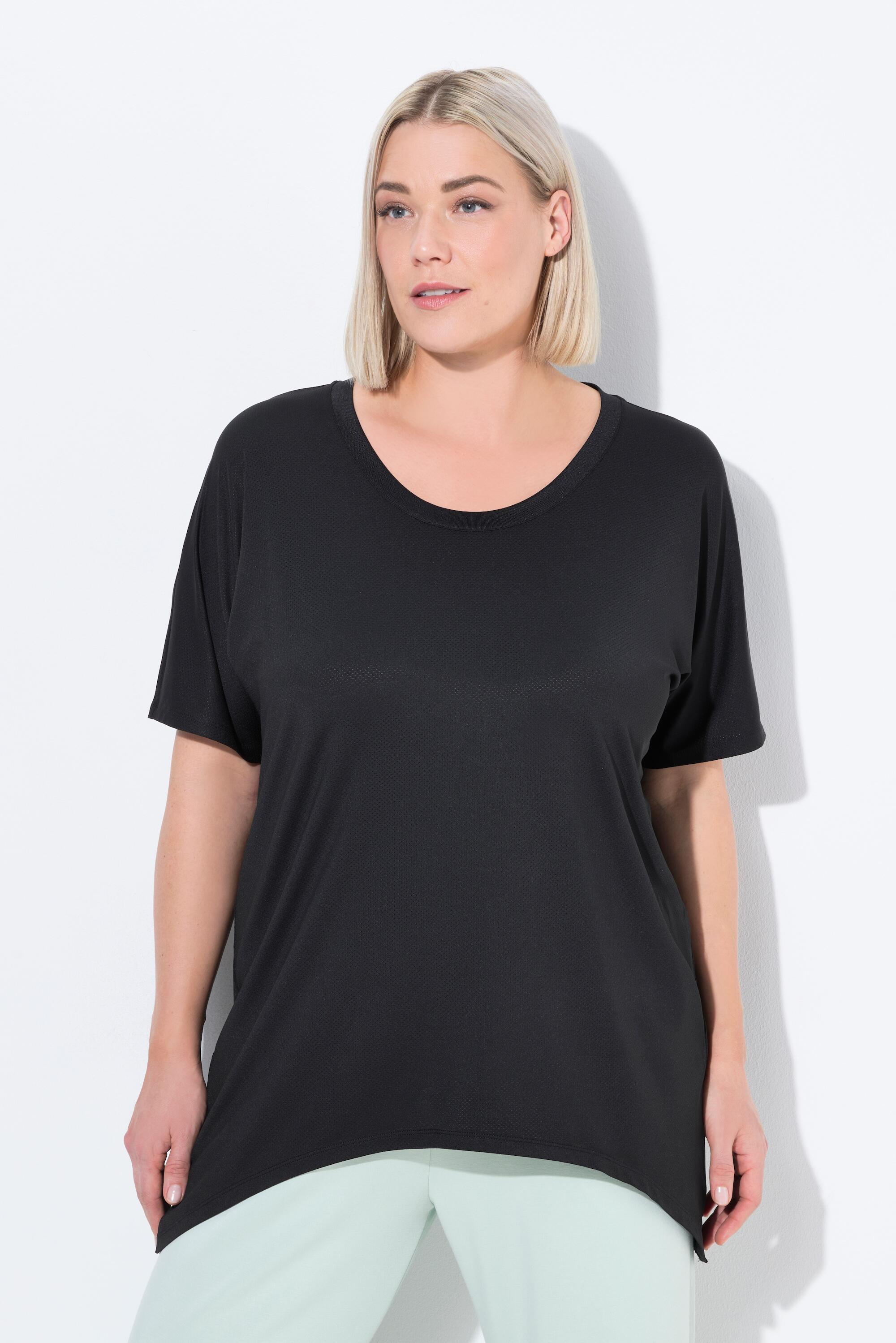 ULLA POPKEN T-shirt tecnico donna nero, maniche a pipistrello