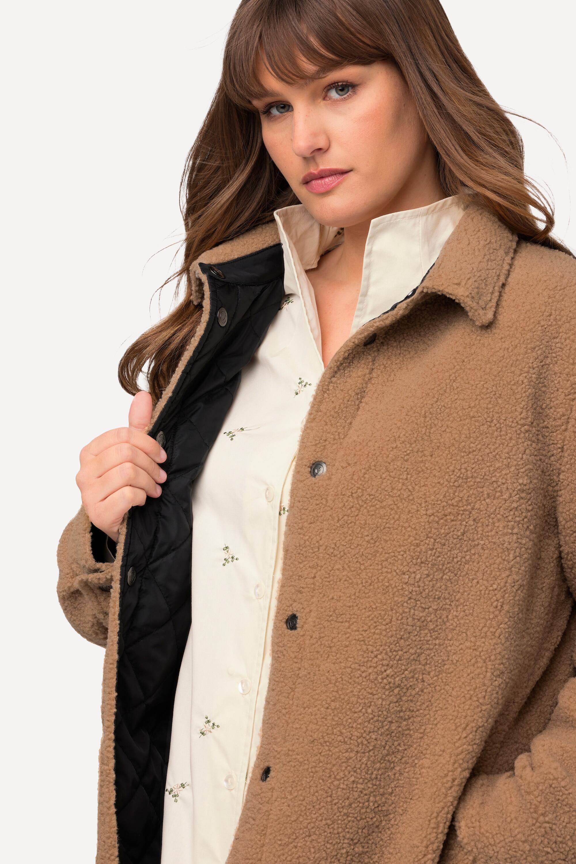 Femme Veste réversible matelassage/peluche col chemise et boutons-pression 4/7