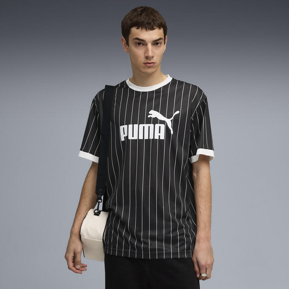 Męska koszulka Essentials w paski PUMA Black