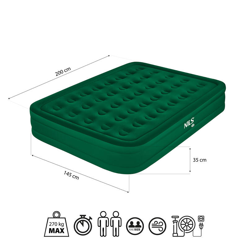 Saltea gonflabilă dublă 200×145 cm cu pompă 270 kg  NILS CAMP NC2808