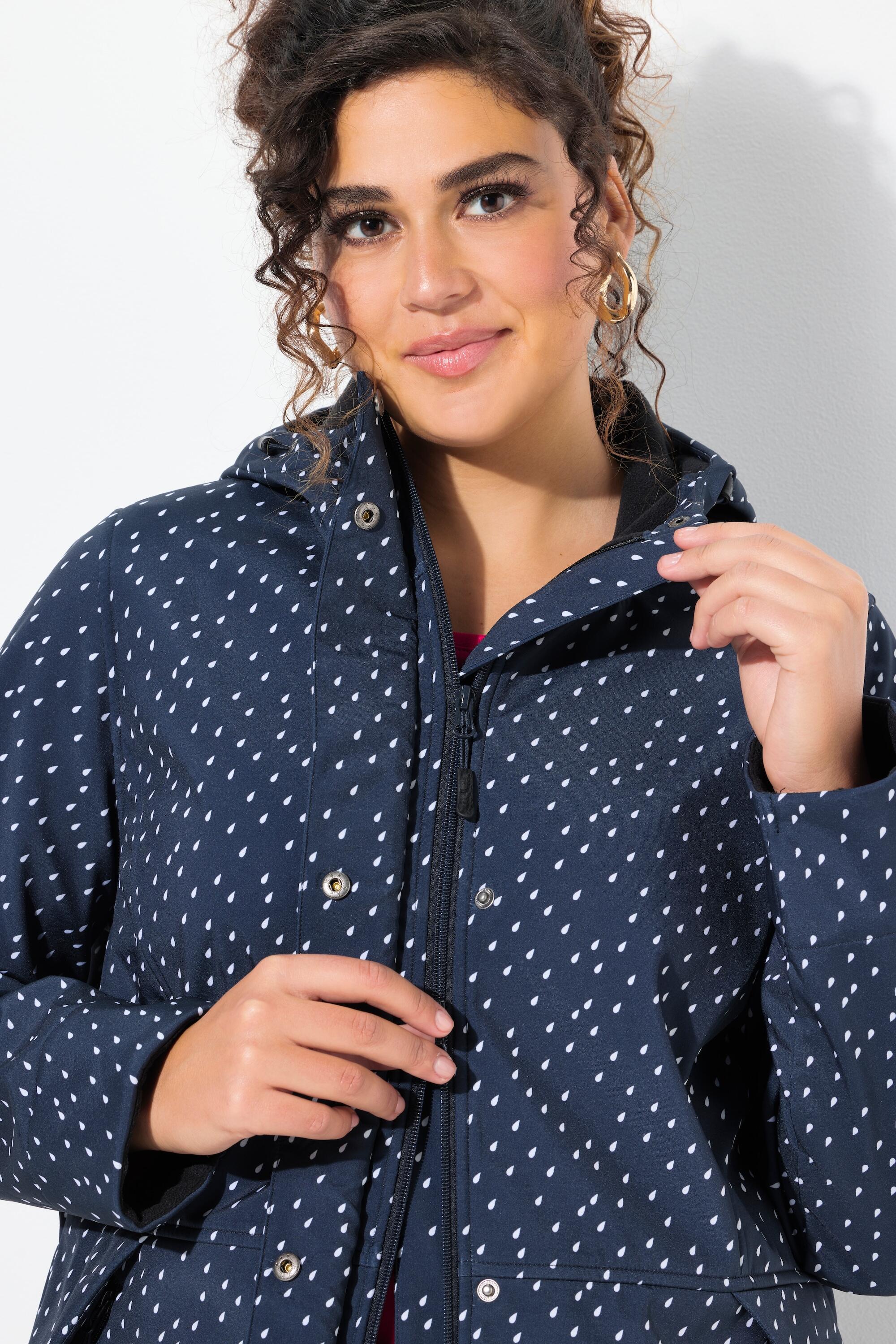 Femme Veste longue Softshell imperméable avec capuche motif gouttes de pluie 3/7