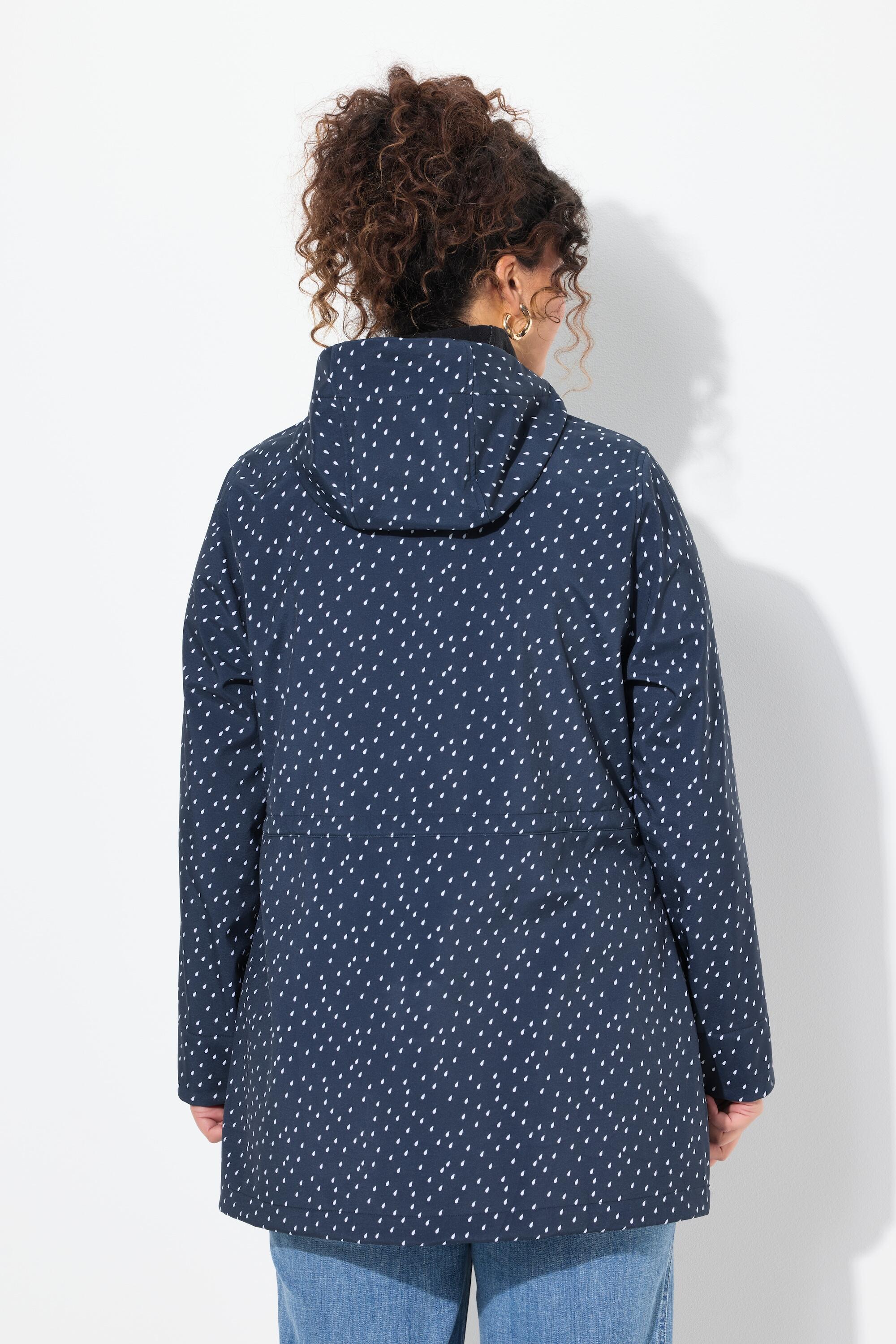 Femme Veste longue Softshell imperméable avec capuche motif gouttes de pluie 2/7