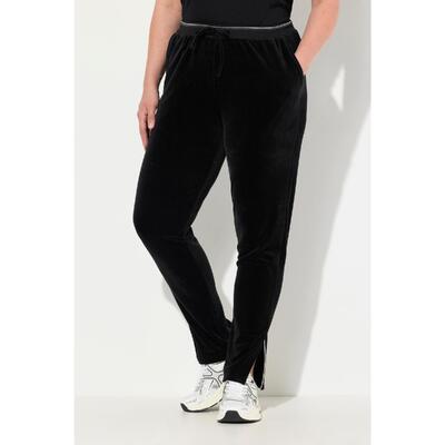 Damskie Aksamitne spodnie dresowe błyszcząca lamówka elastyczny pas kieszenie