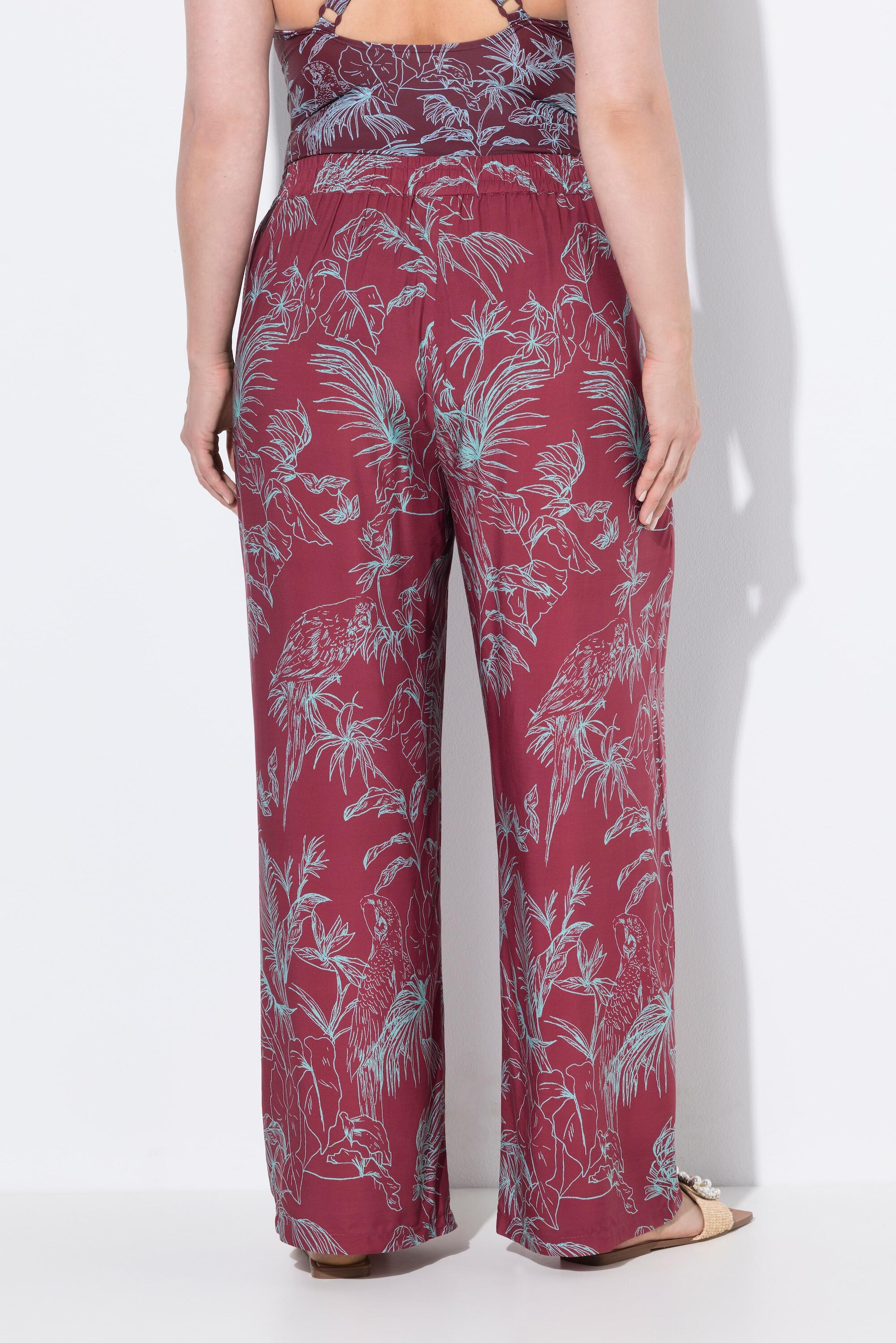 Femme Pantalon palazzo imprimé jungle. Jambe large et taille élastique 2/7