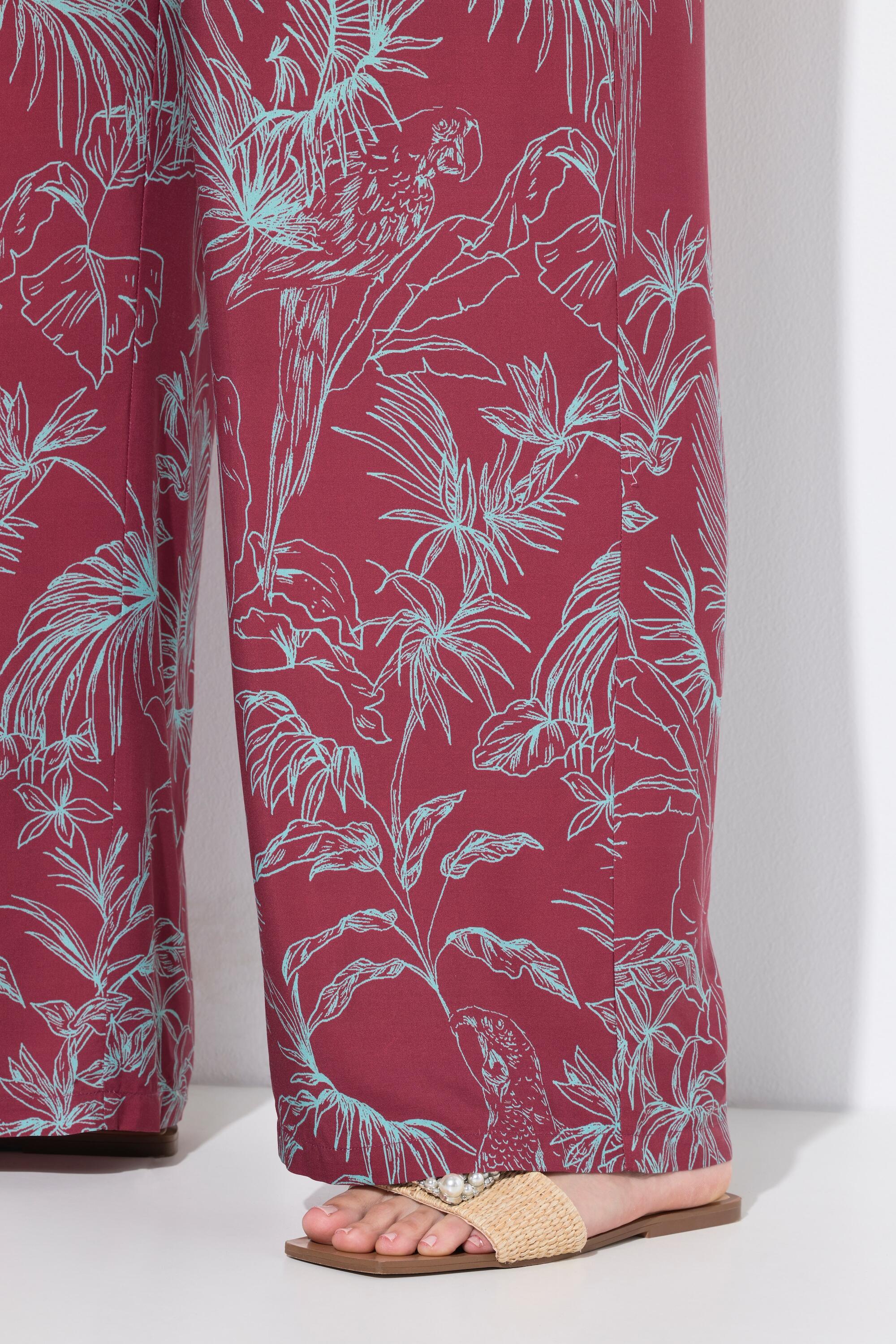 Femme Pantalon palazzo imprimé jungle. Jambe large et taille élastique 5/7