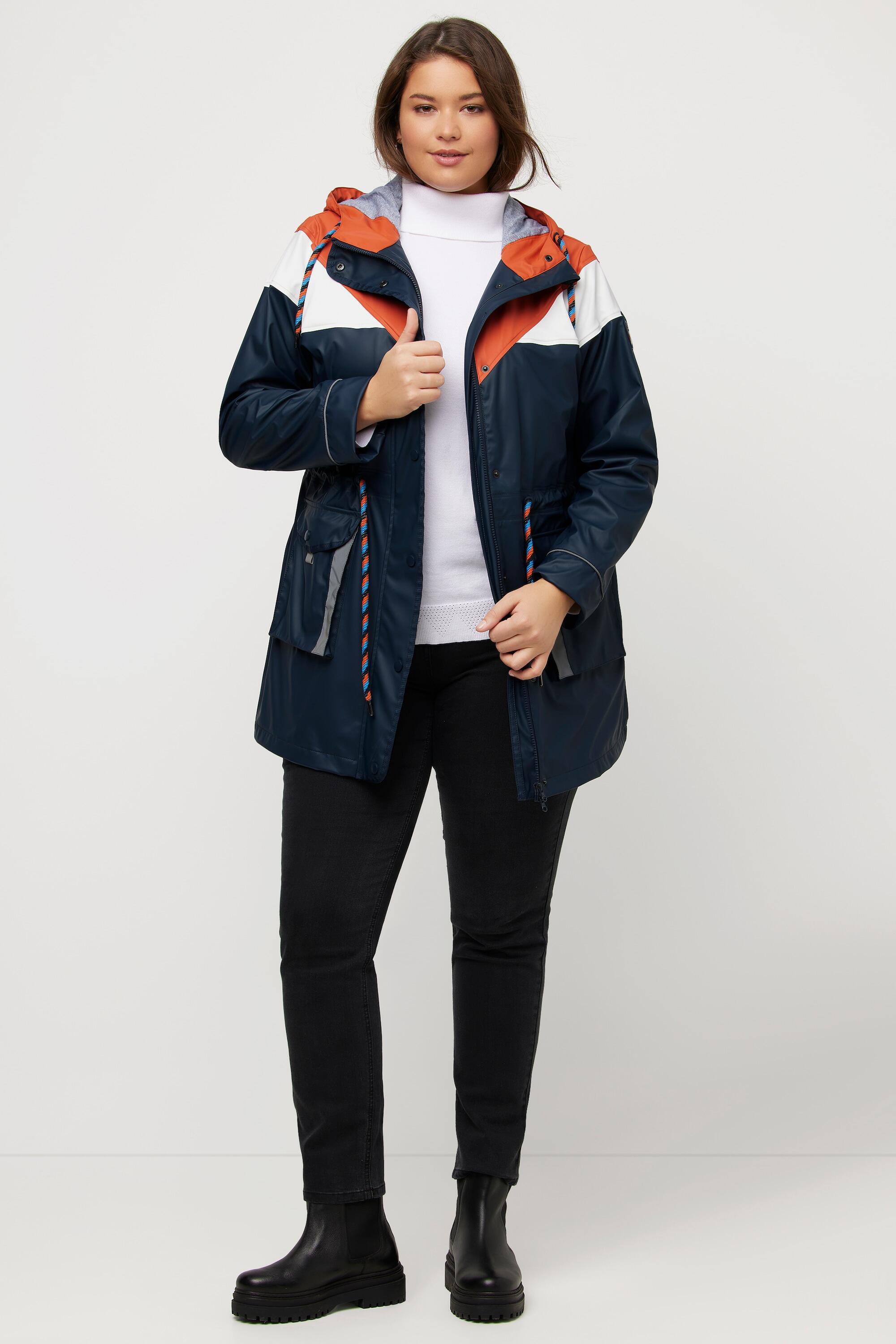 Femme Veste ciré HYPAR à-plat de couleurs capuche cordon coulissant 4/5
